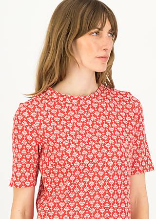 Top Tiny Sixties Crew, vintage red flower tapestry, Tops, Red