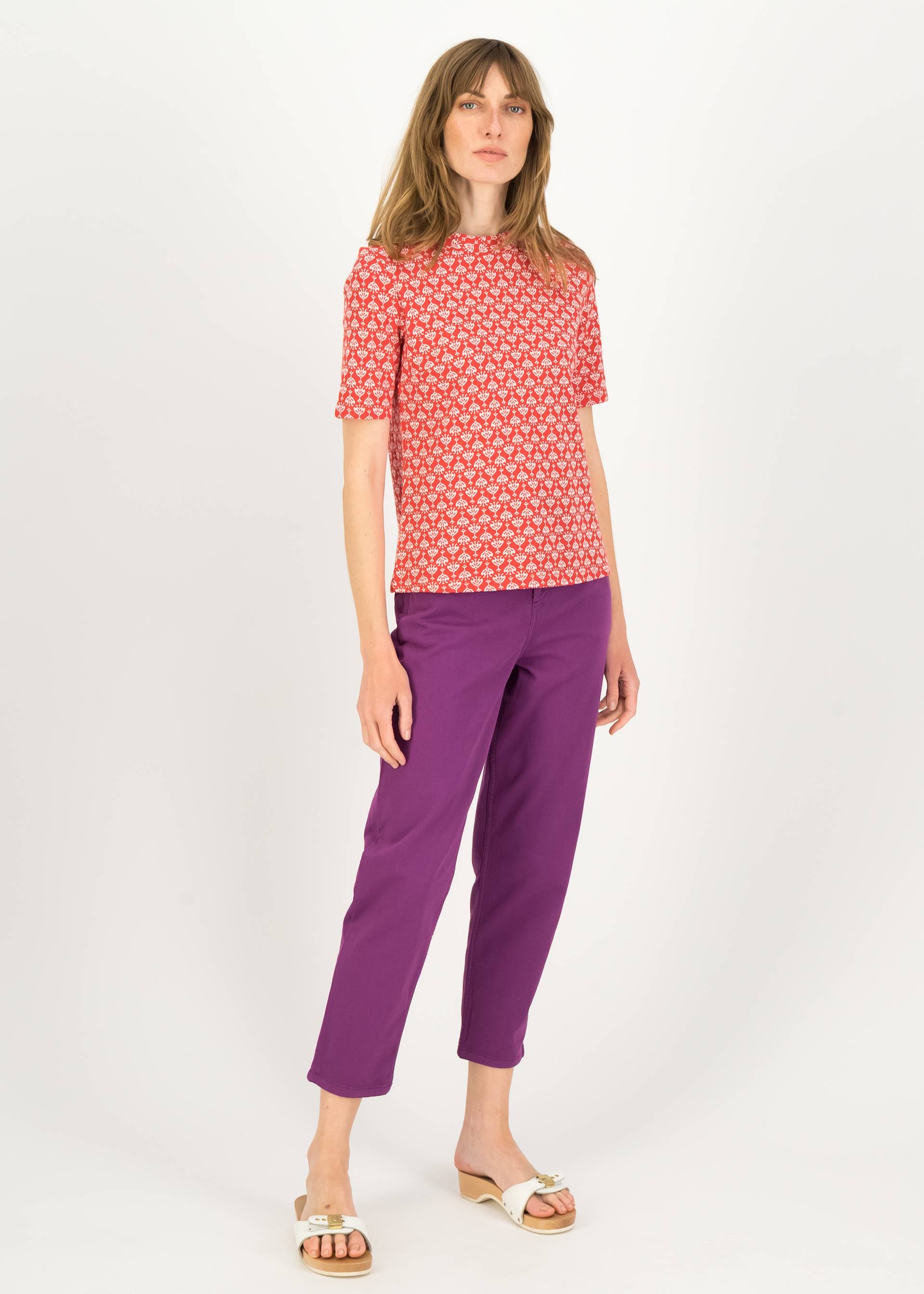 Top Tiny Sixties Crew, vintage red flower tapestry, Tops, Red