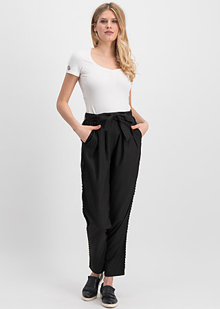 logo woven trousers, midnight black , Trousers, Black