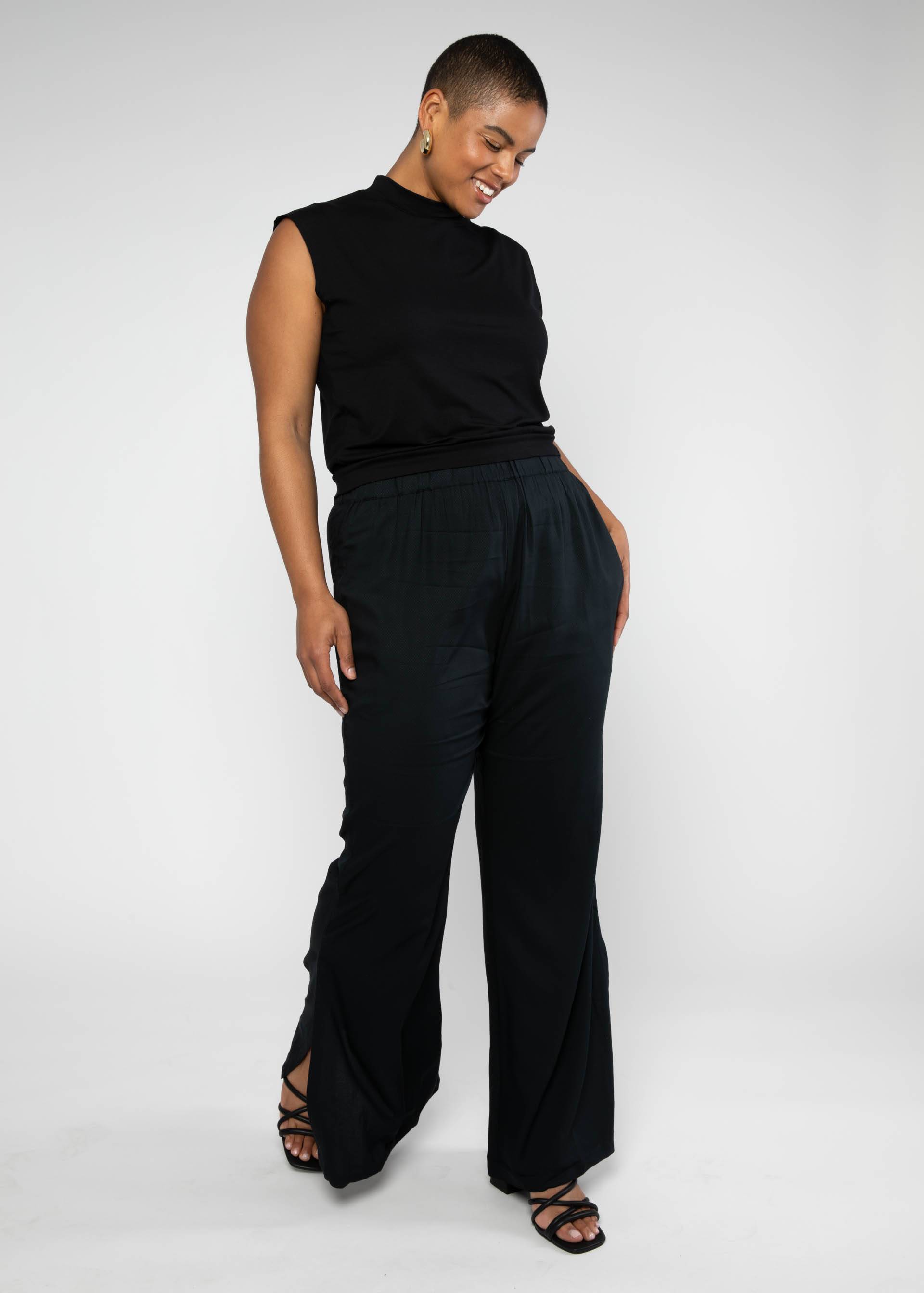 Schlaghose Flarebunny, black brush, Hosen, Schwarz