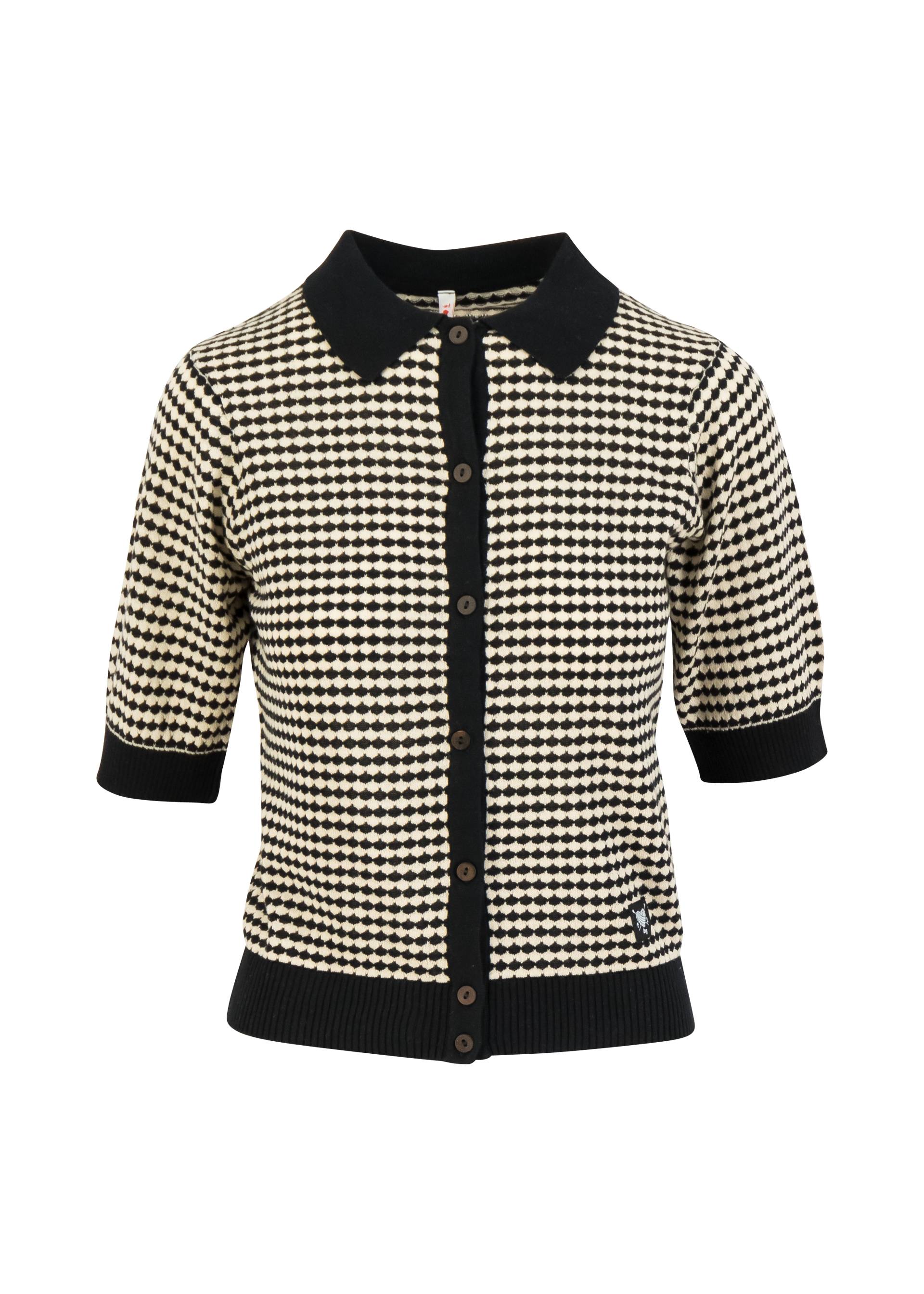 Shirt Petite Poloette, mixed dots black white, Cardigans, Schwarz