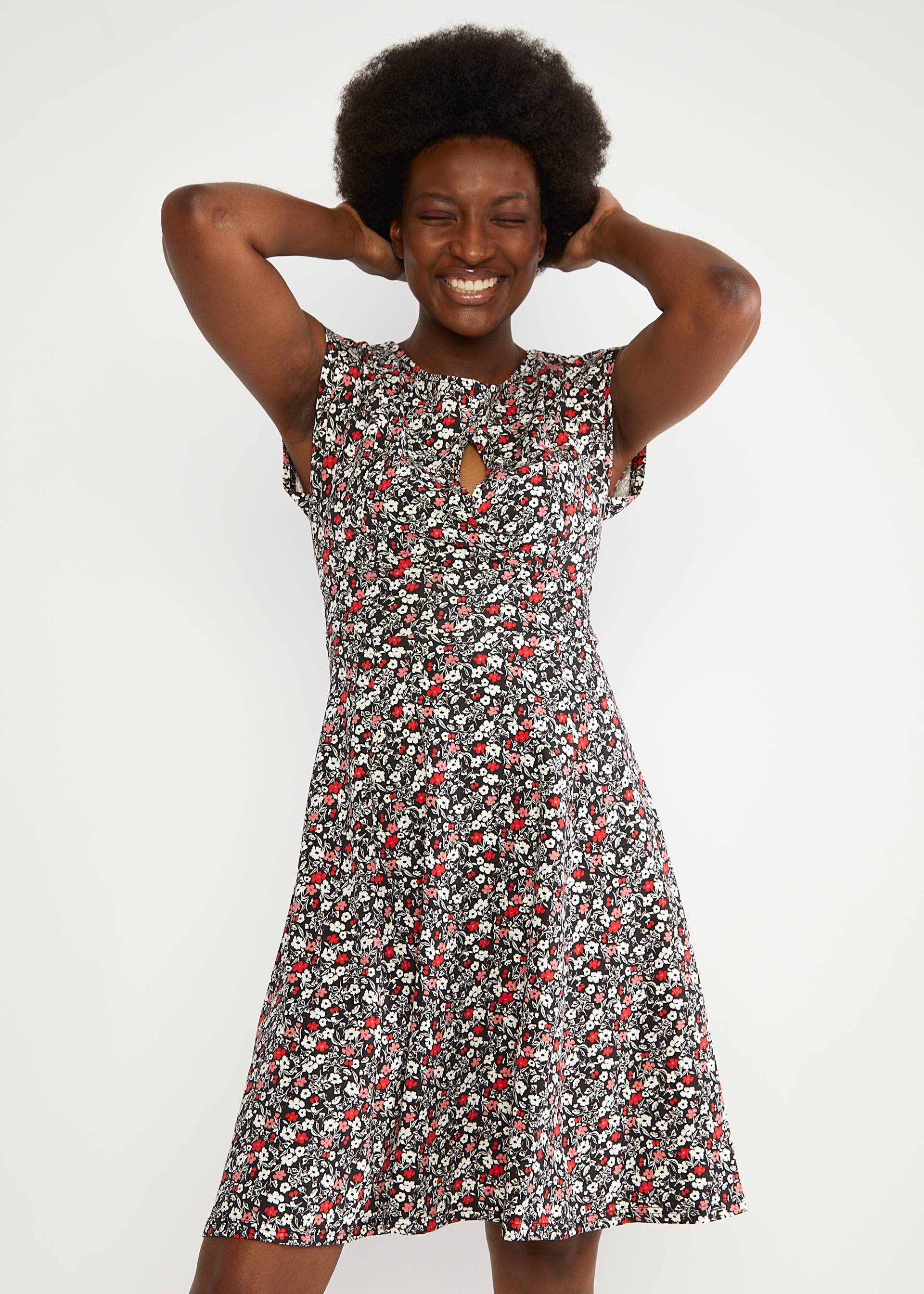 Freizeitkleid Ringelreih Peep, mini flowerbomb, Kleider, Schwarz