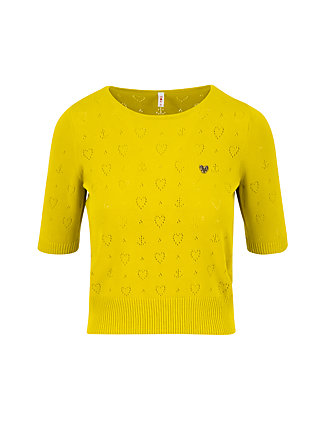 Knitted Top logo pully round neck 1/2arm, yellow heart anchor , Knitted Jumpers & Cardigans, Yellow