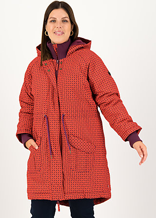 Winter Parka winter woods, red stars, Jackets & Coats, Red