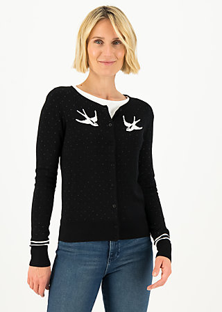 Cardigan lucky swallow, black swallow, Knitted Jumpers & Cardigans, Black