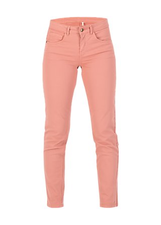 logo mid waist 5-pocket pants, old rose, Trousers, Pink