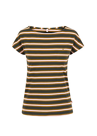 logo stripe t-shirt, forest night stripes, Tops, Brown