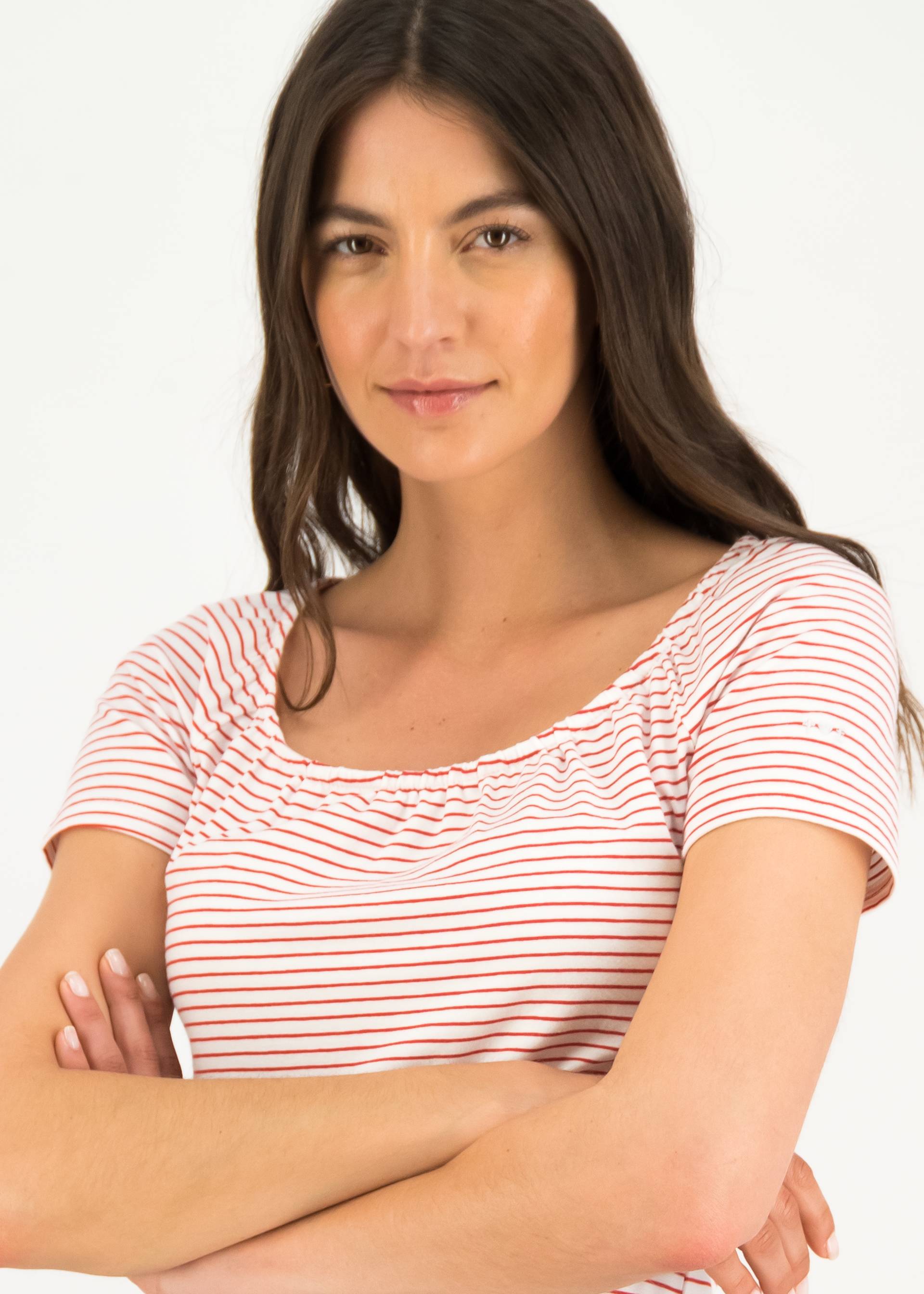 T-Shirt Vintage Heart, picknick stripes, Shirts, Wei&szlig;