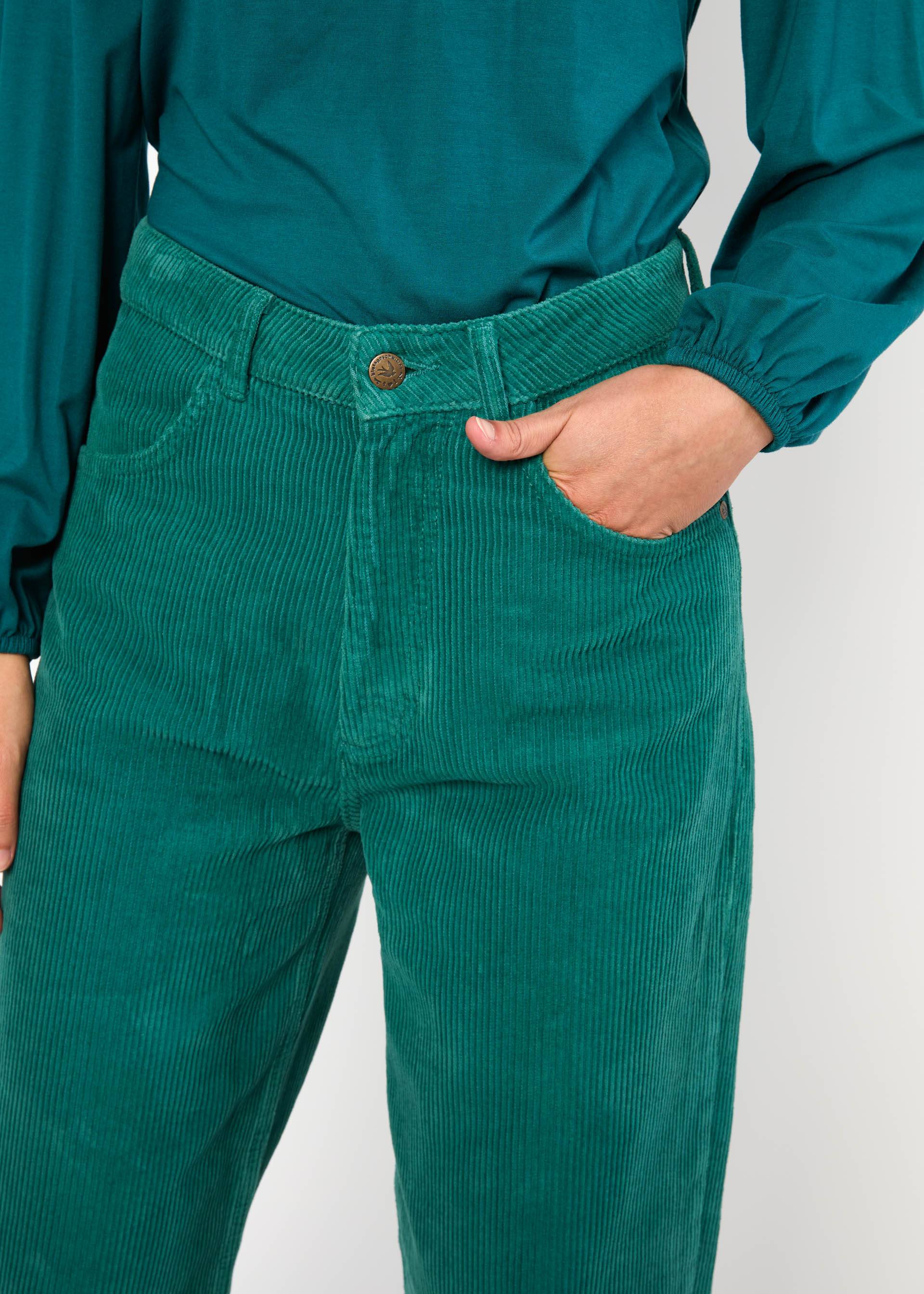 Cordhose High Waist Olotte, atlantic teal corduroy, Hosen, Blau