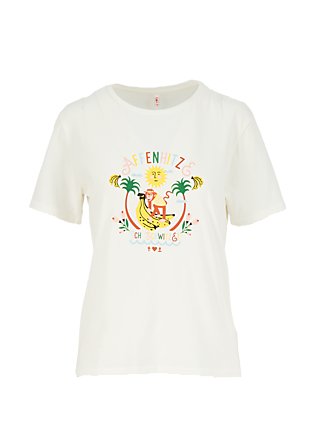 T-Shirt affenhitze statement, bright white, Tops, White