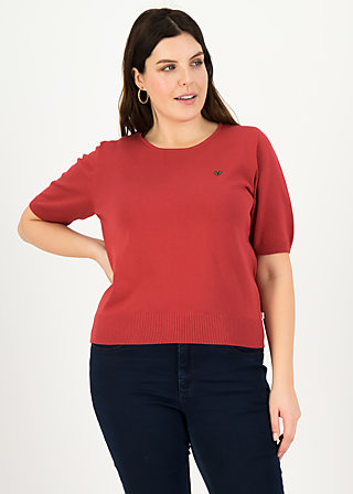 Knitted Jumper logo pully roundneck 1/2 arm, bright red, Knitted Jumpers & Cardigans, Red