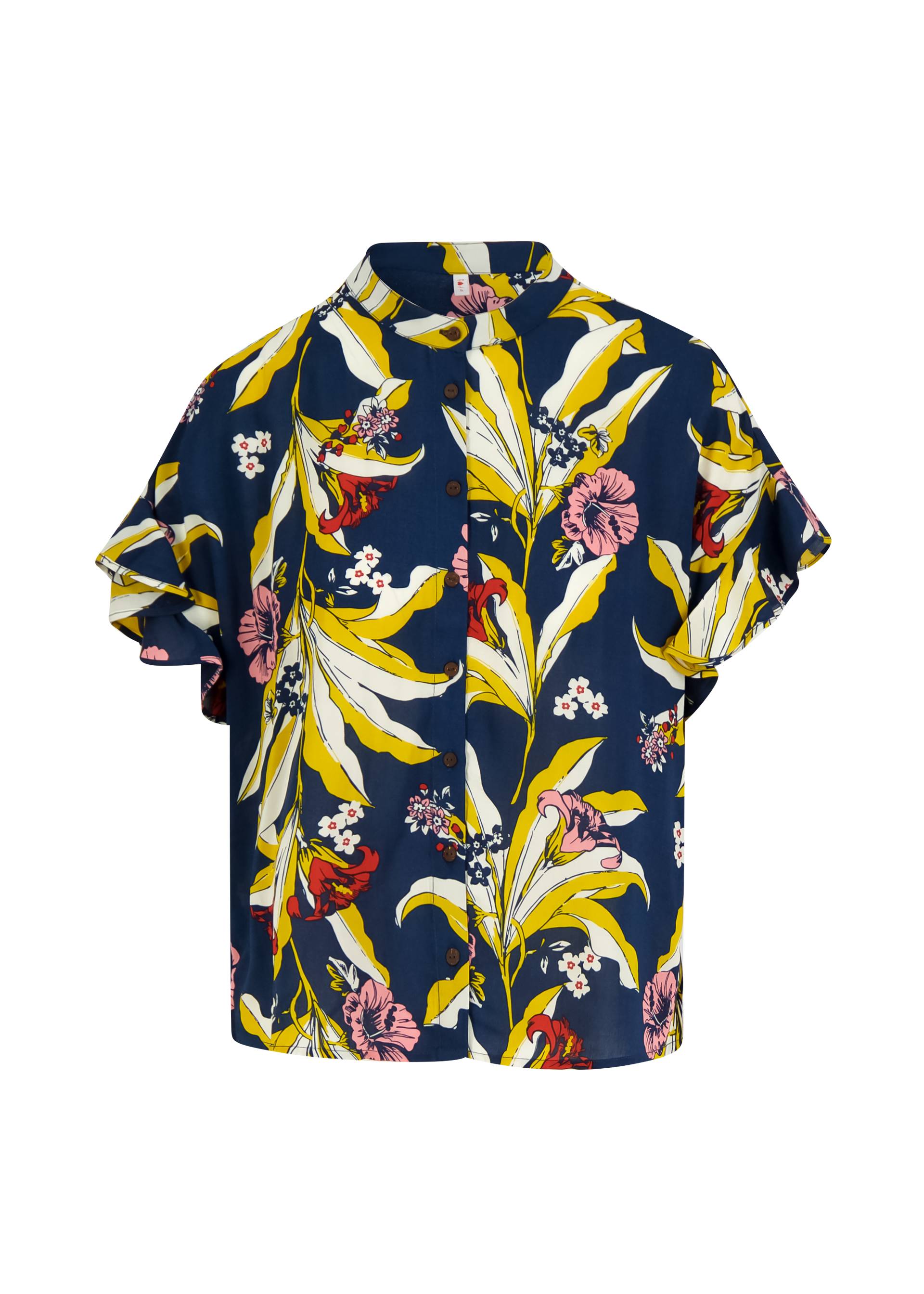 Sommerbluse Cubistic Romance, fleurs d'hibiscus, Blusen & Tuniken, Blau