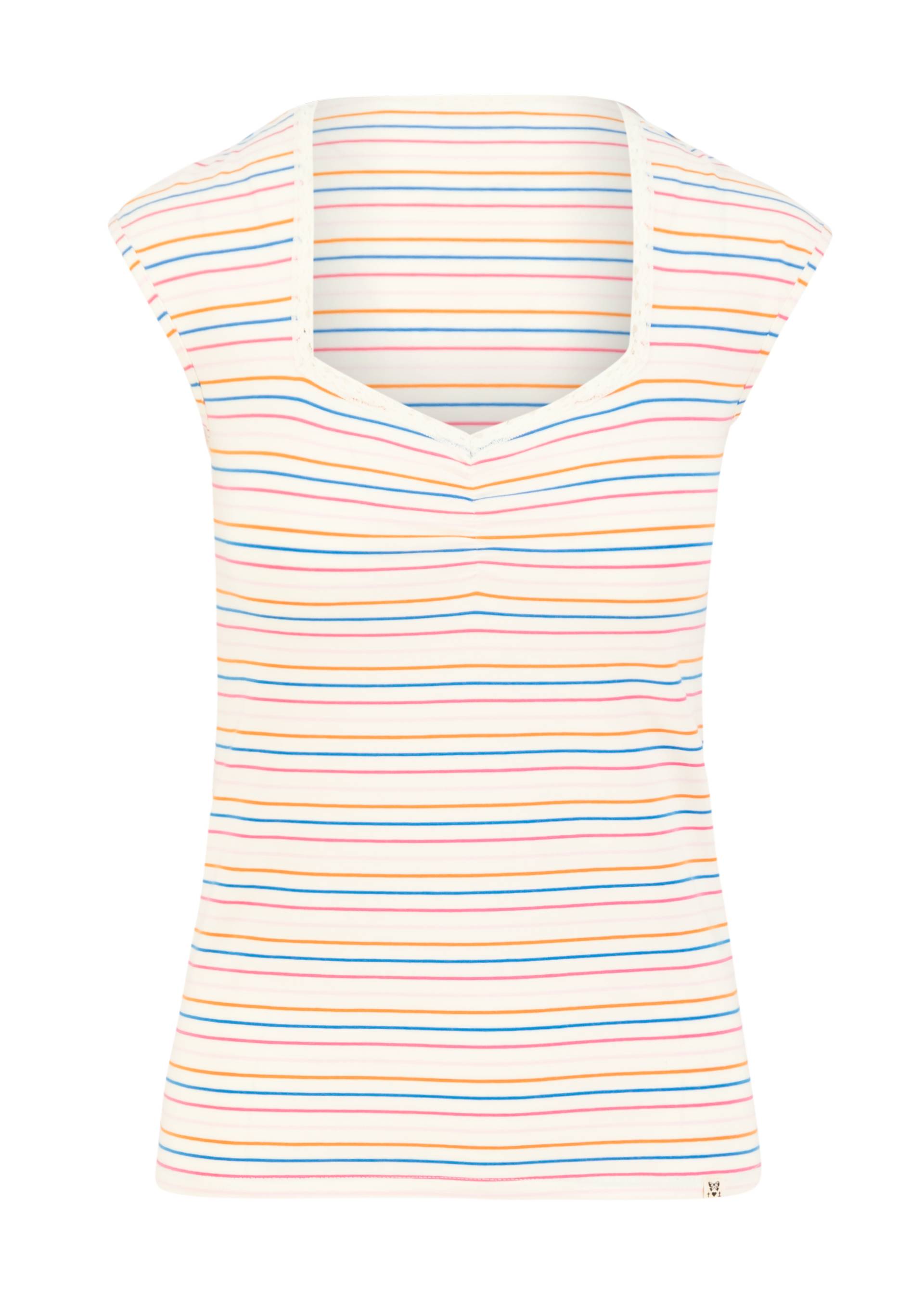 Breton shirt Let Romance  Rule, petite rainbow stripes, Tops, White
