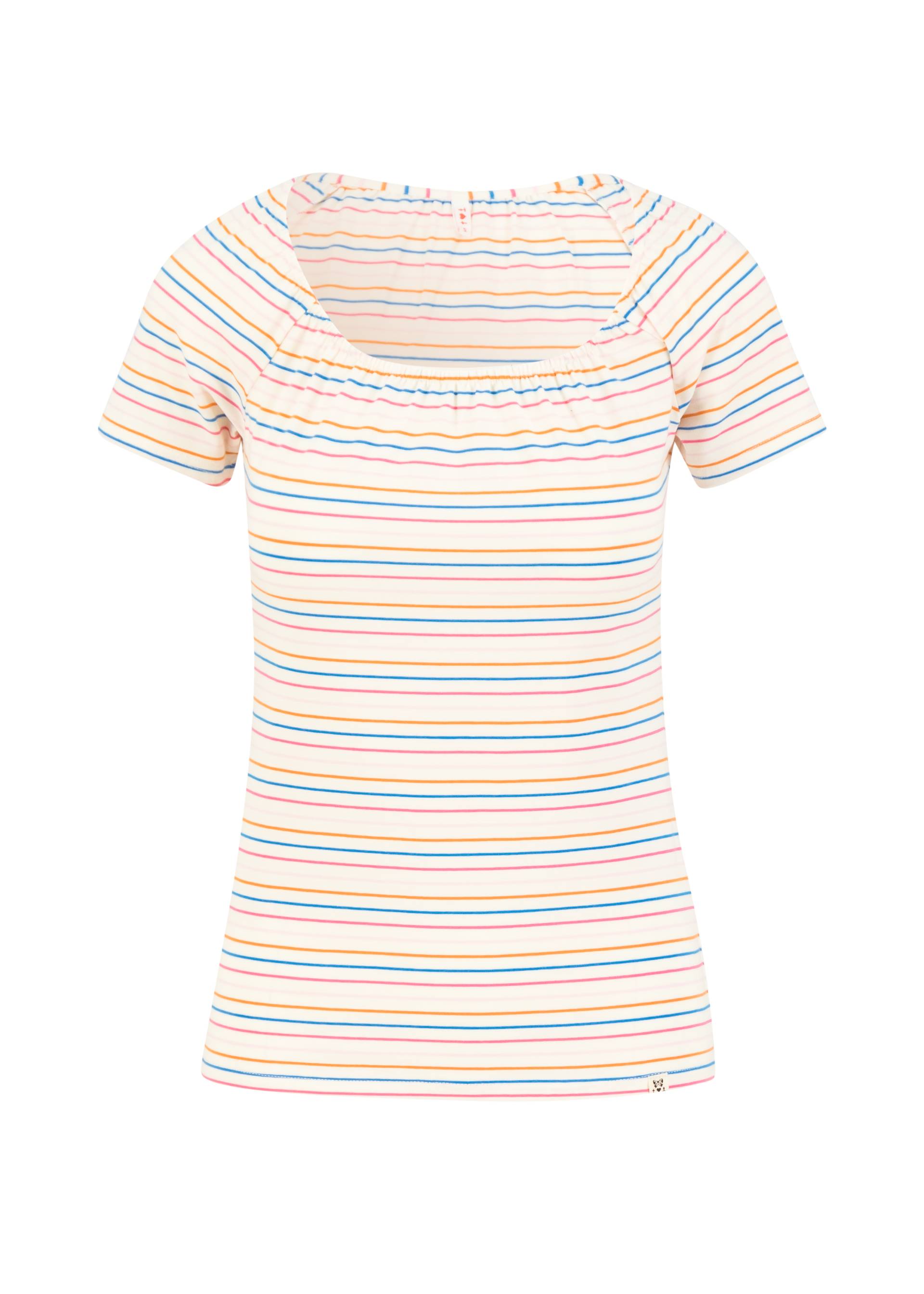 T-Shirt Vintage Heart, petite rainbow stripes, Shirts, Weiß