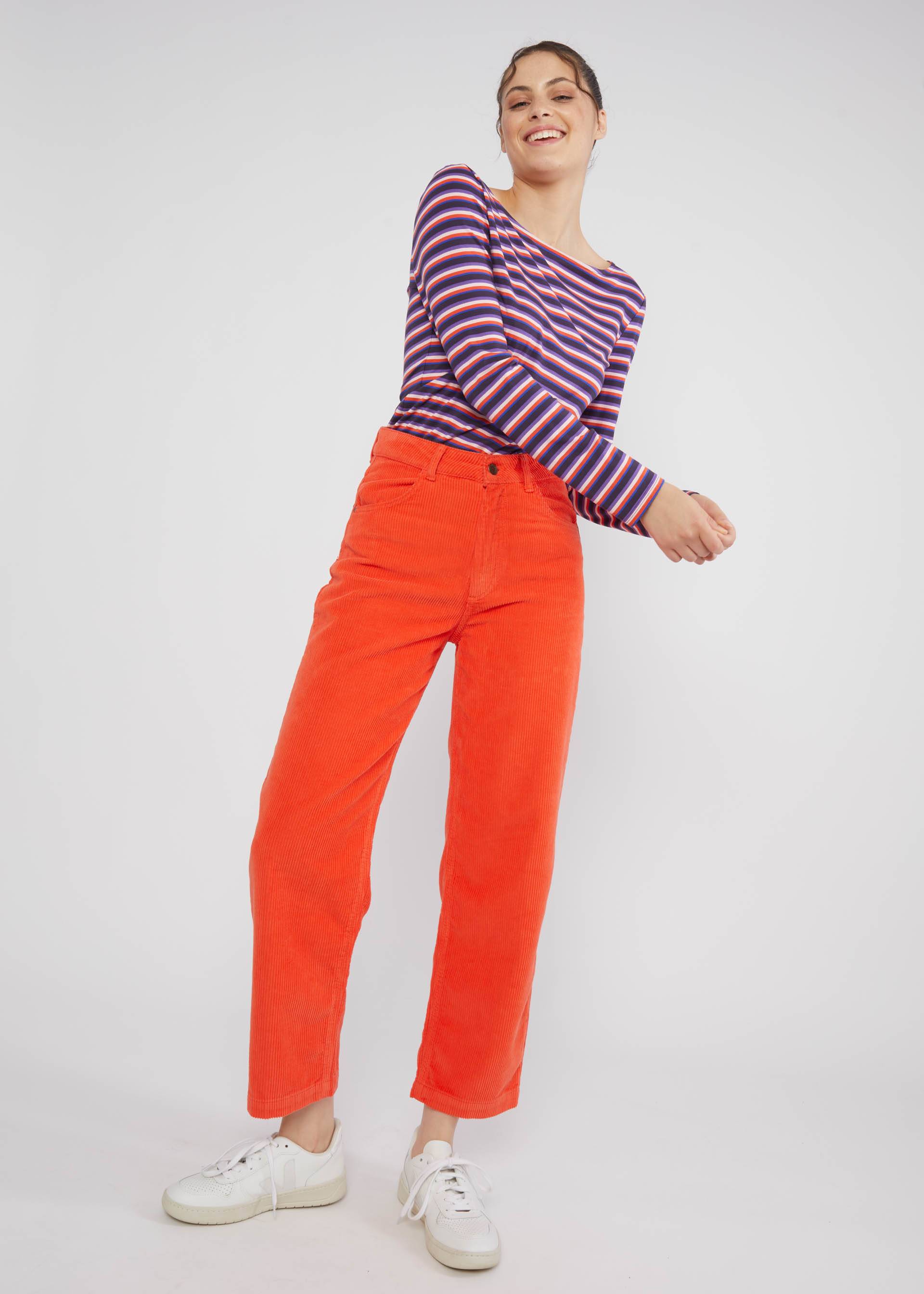 Corduroy Pants High Waist Olotte, rusty rose, Trousers, Orange