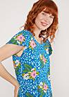 Top Frilly Crew, tropical hibiscus leo, Shirts, Blue