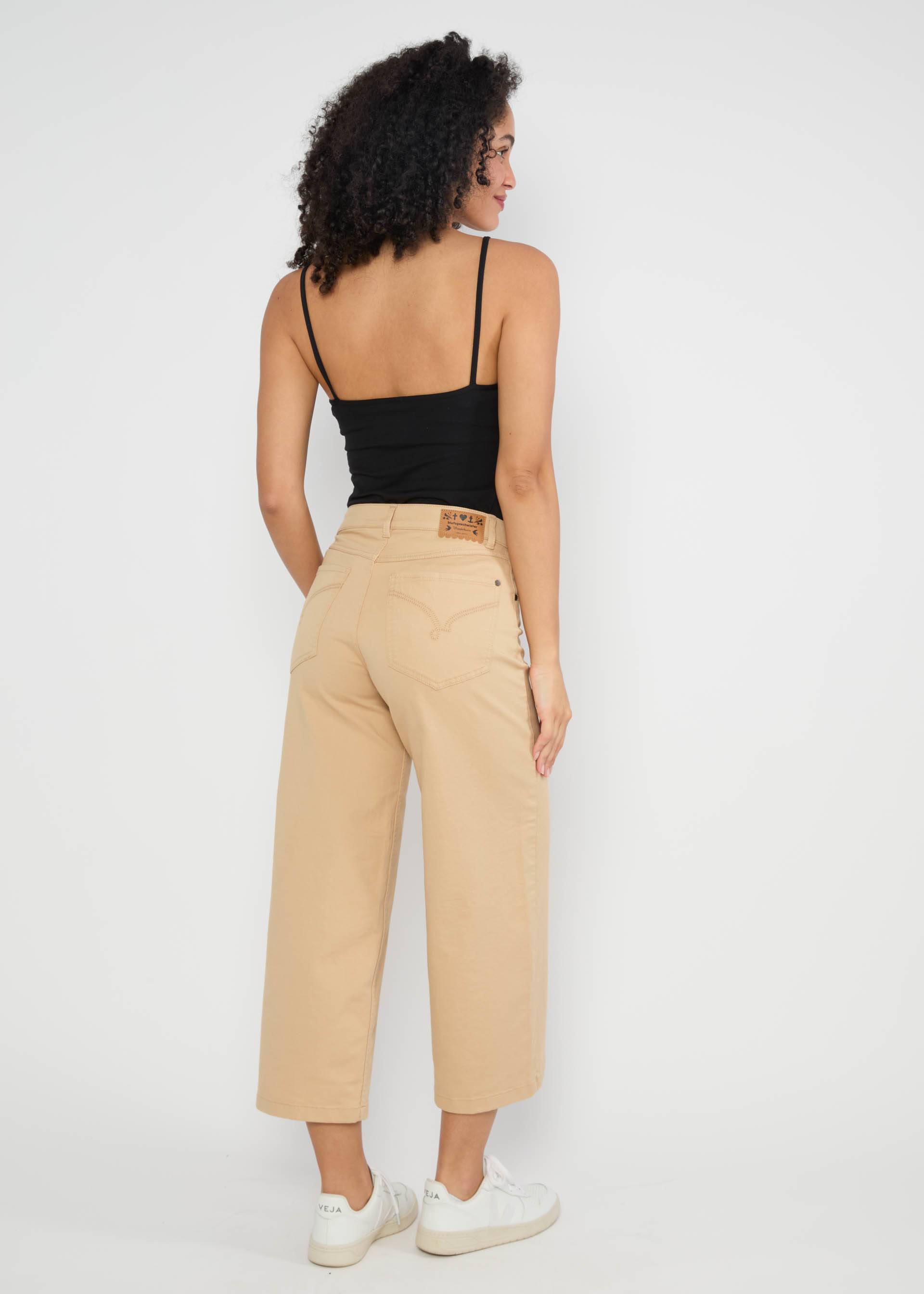 Culottes High Waist Culotte, golden harmony beige, Trousers, White