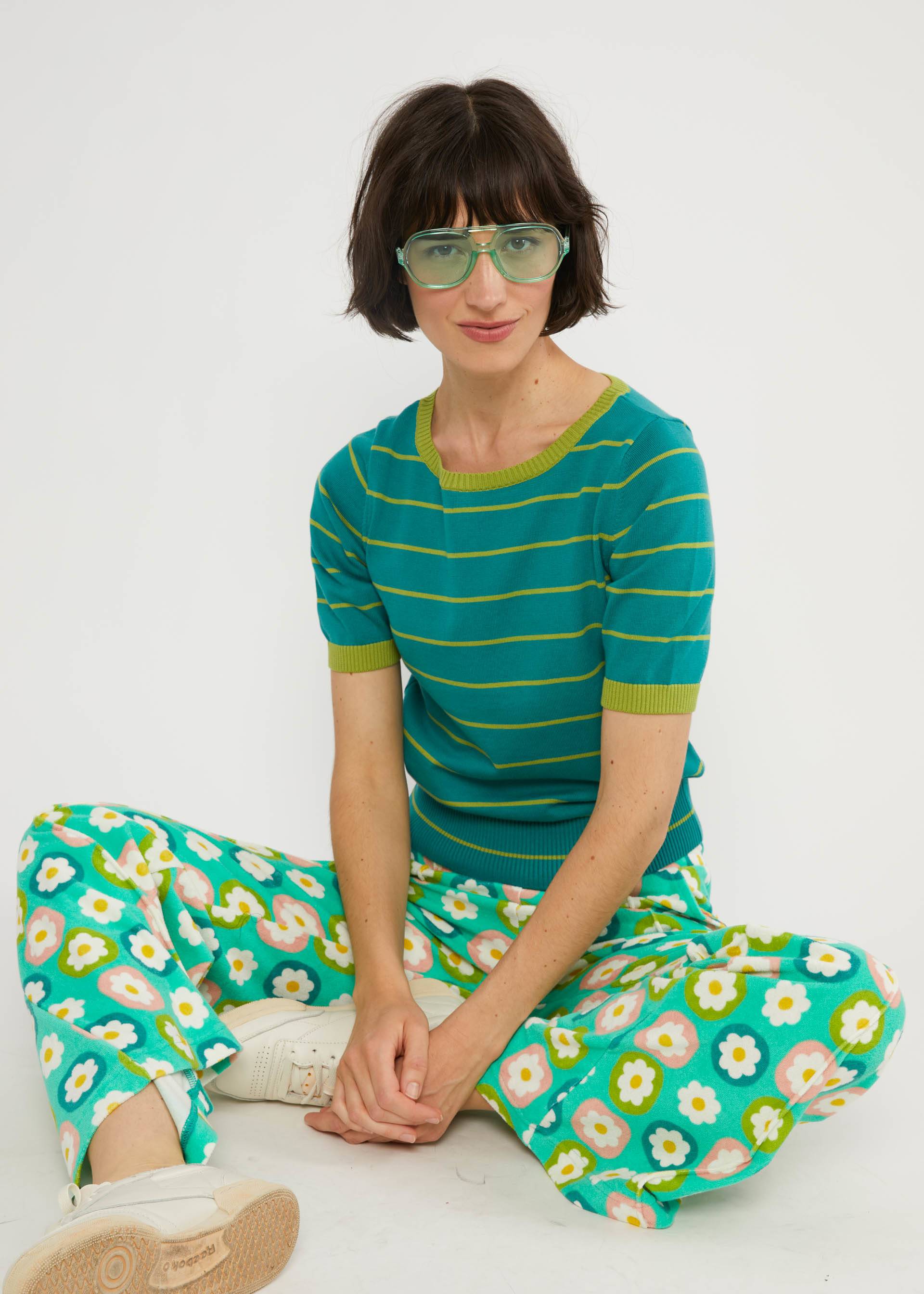 Strickpullover Pretty Preppy, green jade ribbons stripes, Strickpullover, Grün