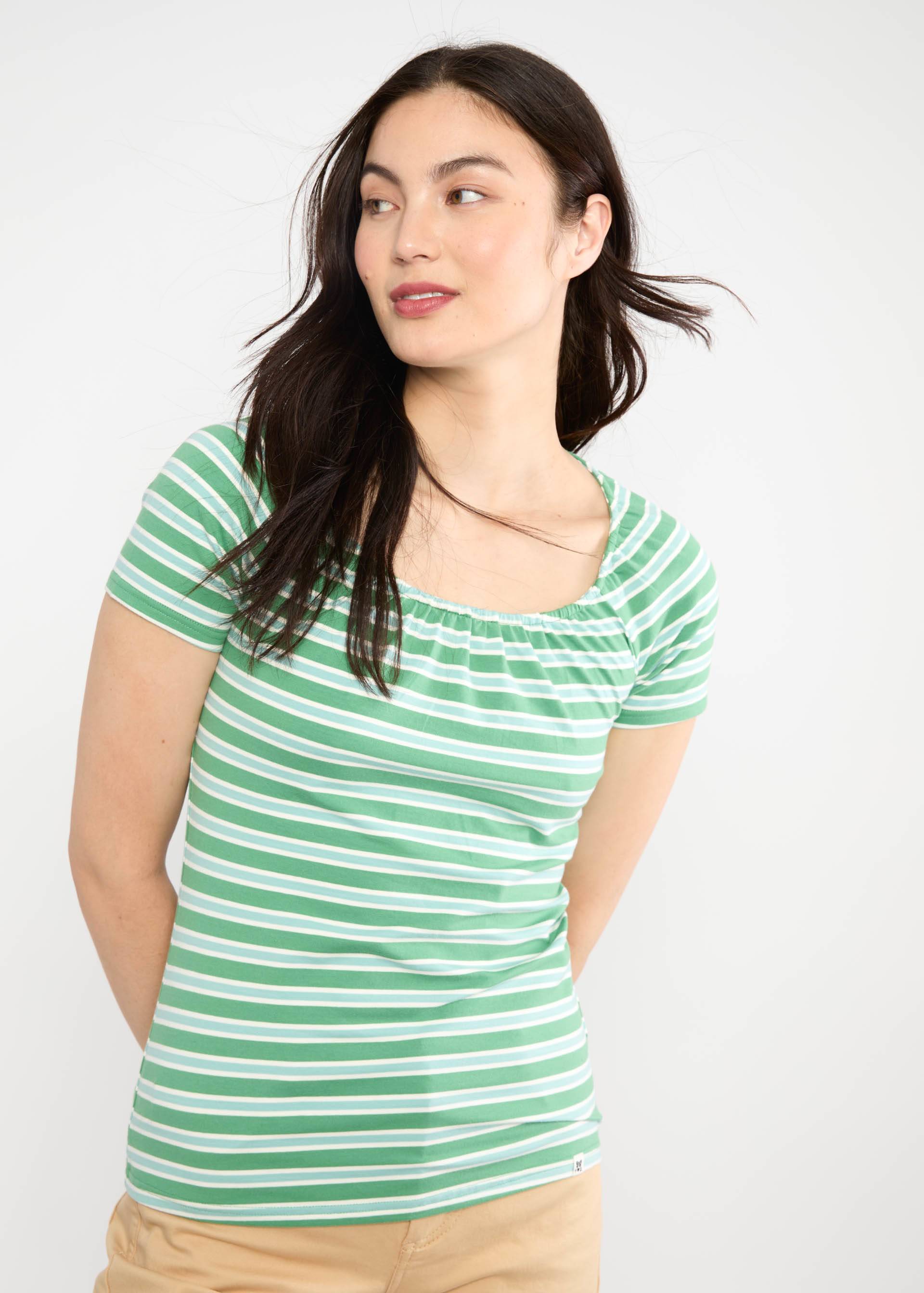 T-Shirt Vintage Heart, caravan stripes green, Shirts, Grün