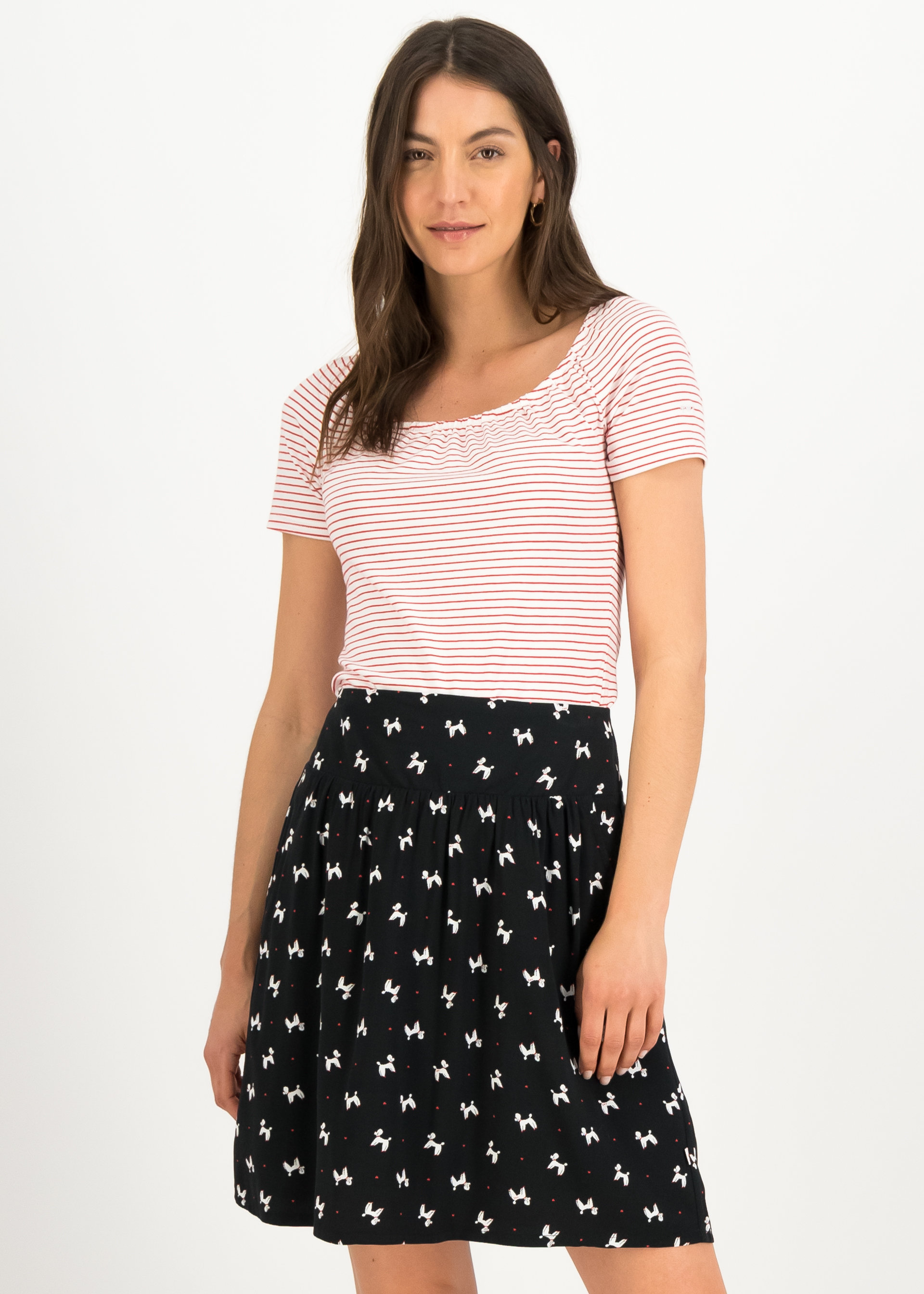 T-Shirt Vintage Heart, picknick stripes, Shirts, Wei&szlig;