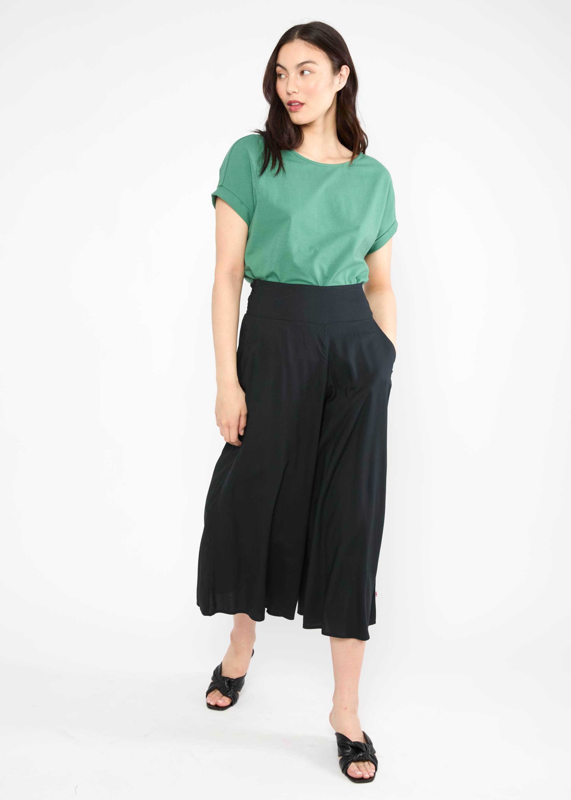 Culottes In Full Bloom, black brush, Trousers, Black