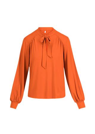 Tie Neck Blouse L'Odelette pour Helma, orange leaves, Blouses & Tunics, Orange