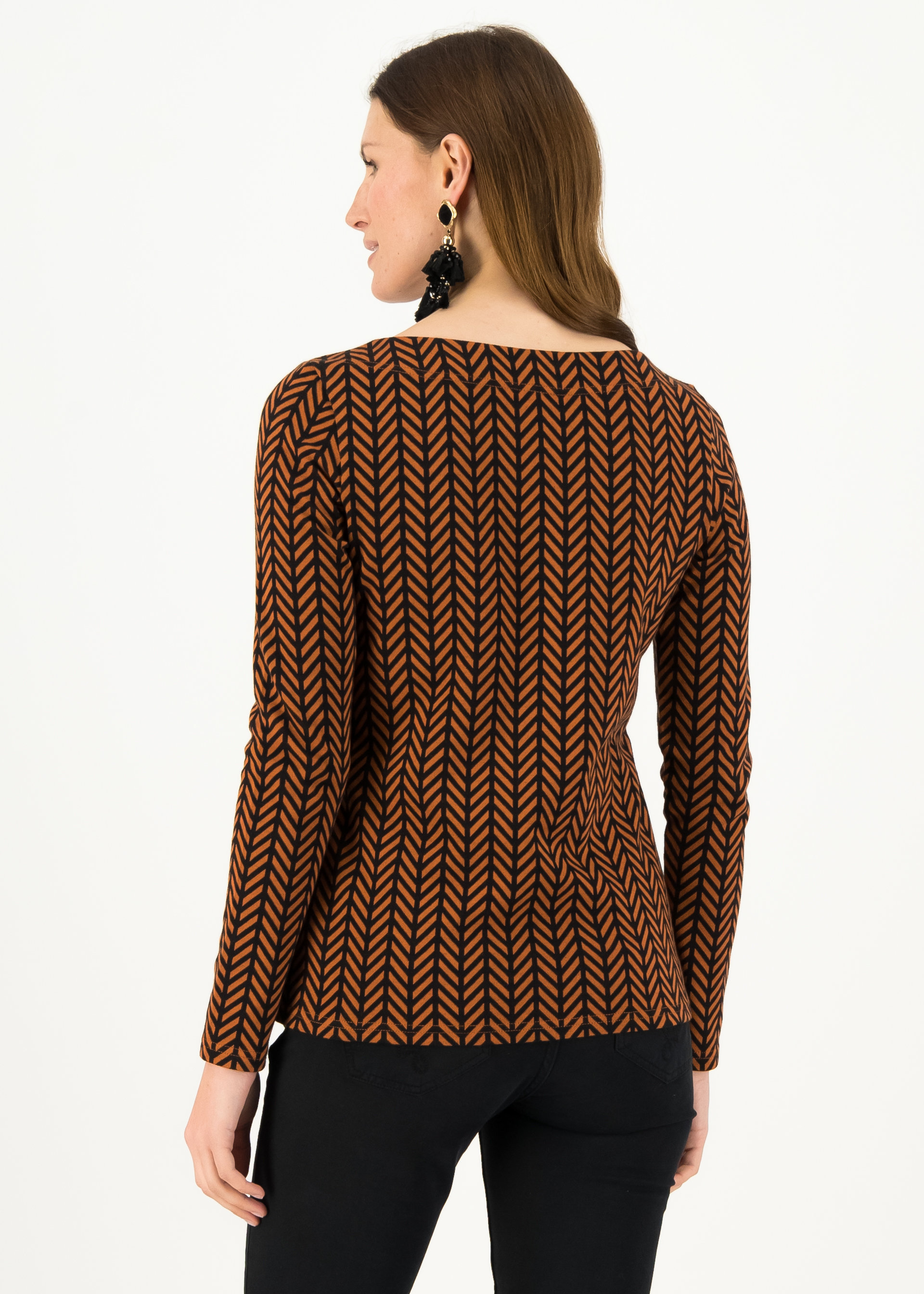 Longsleeve h&uuml;pfeherz, brown zig zag, Shirts, Braun