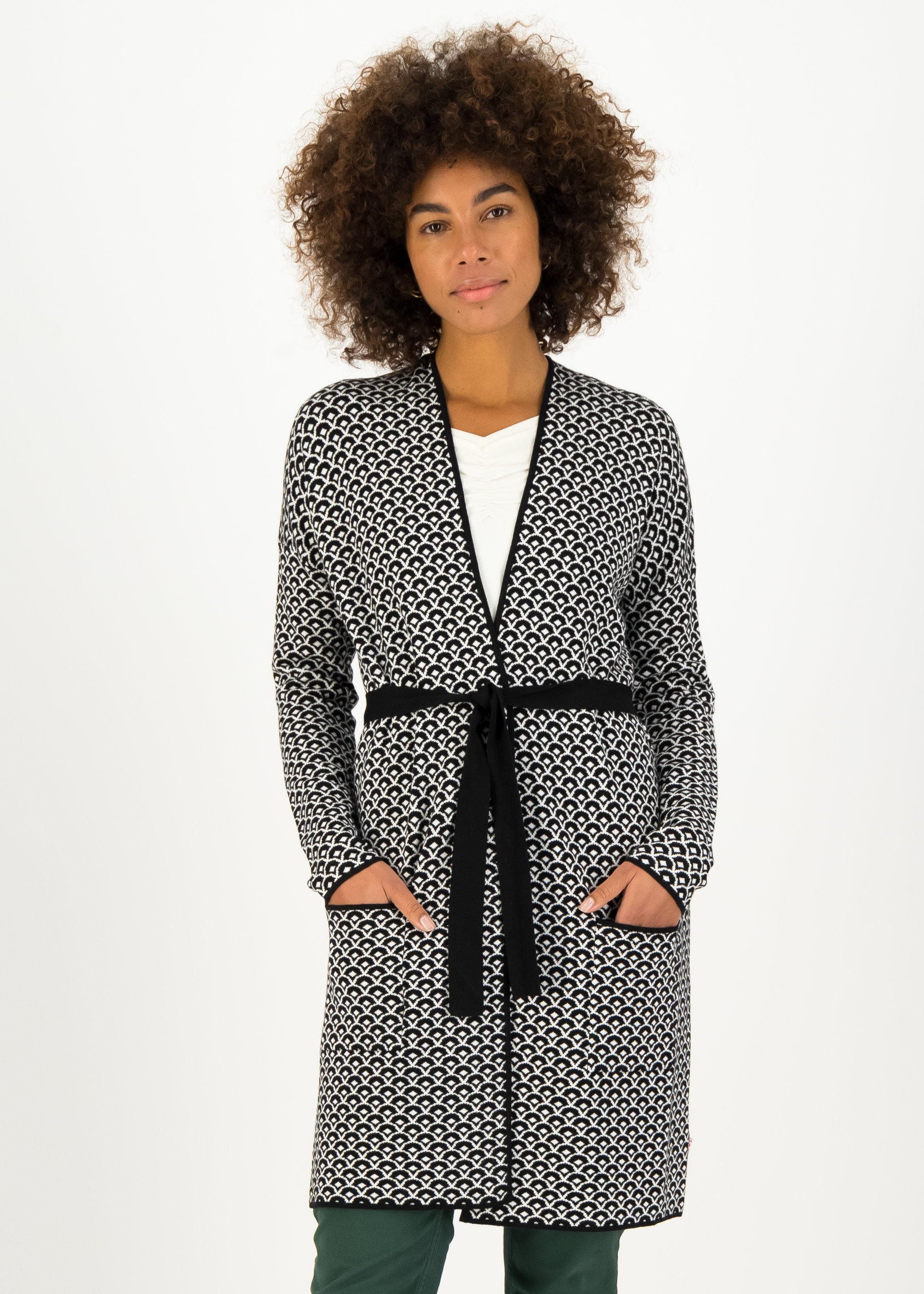 Lange Strickjacke rendez-vous with myself, black plume, Strickpullover & Cardigans, Schwarz