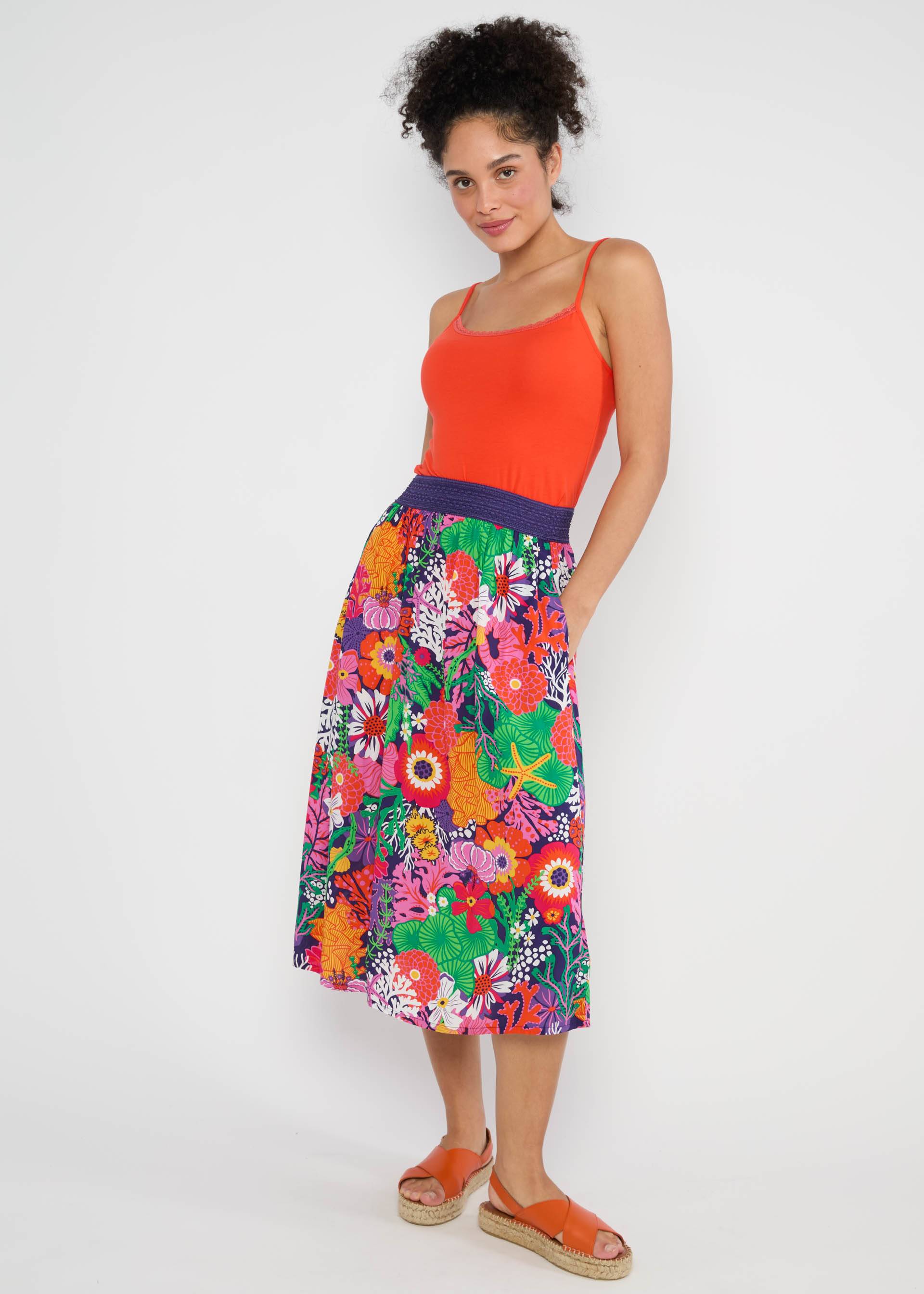 Summer Skirt Ease of Being, coral flower, Skirts, Purple