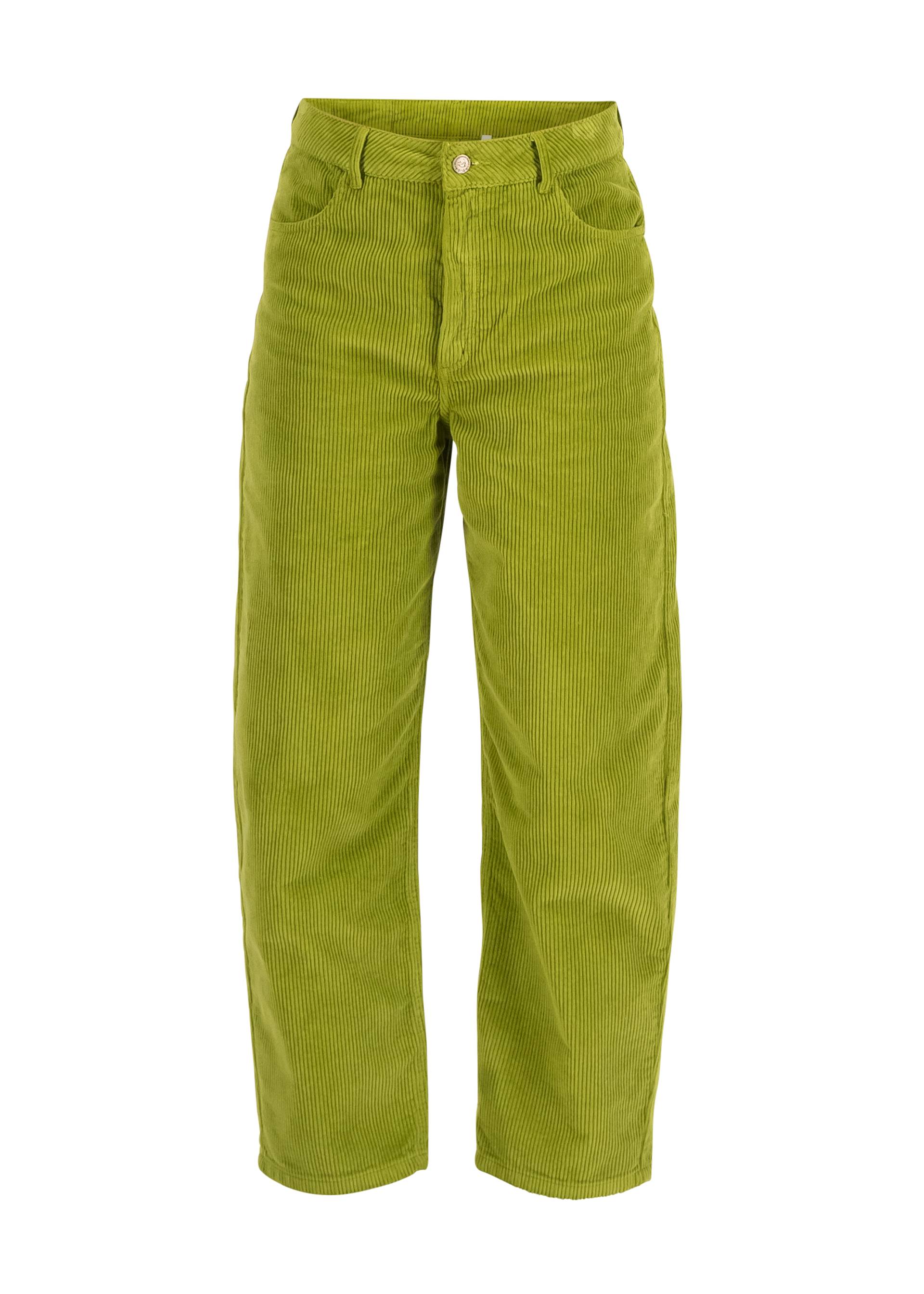 Corduroy Pants High Waist Olotte, noble green garden, Trousers, Green