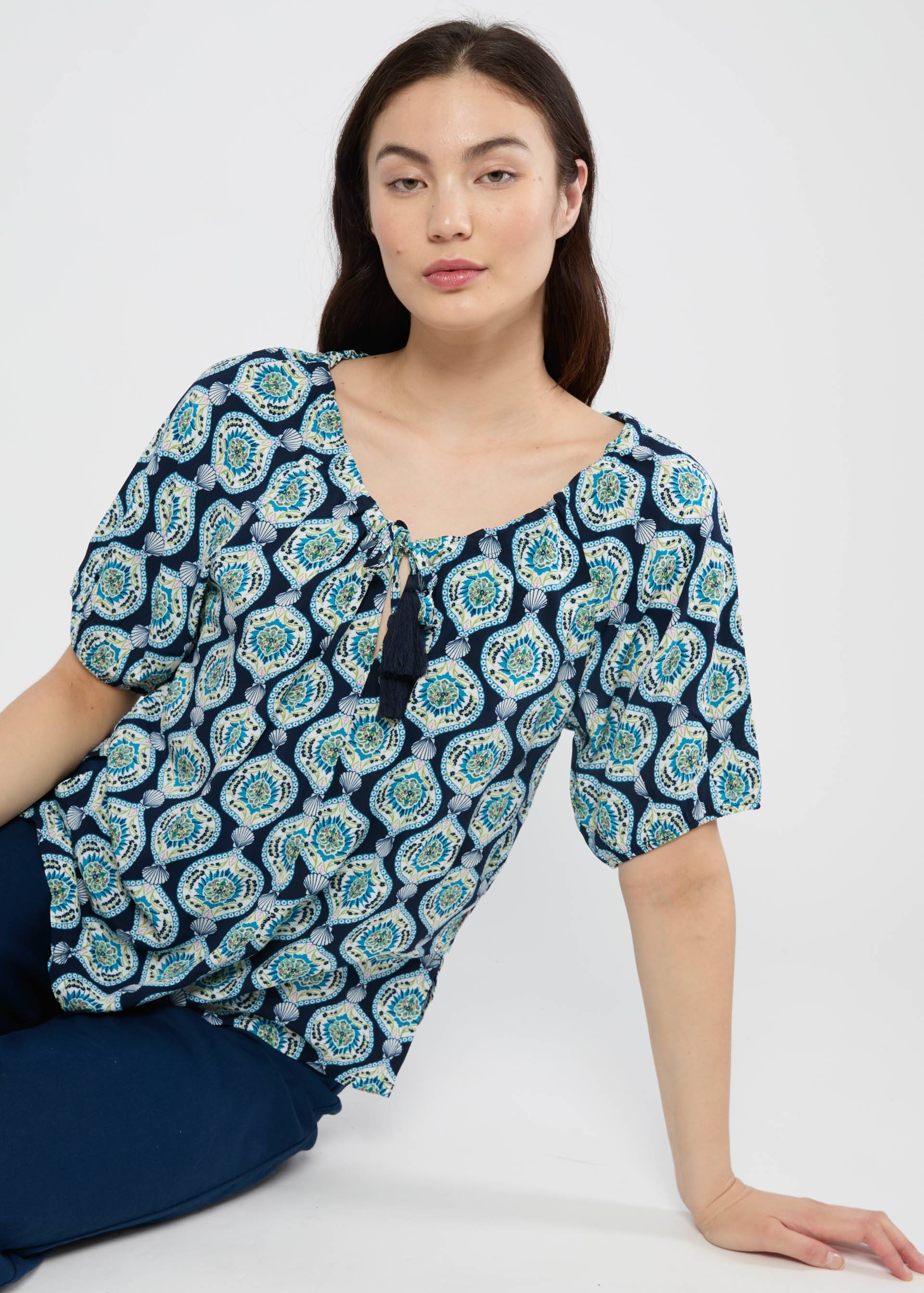 Sommerbluse Magic Maiden, romantic shell mosaic, Shirts, Blau