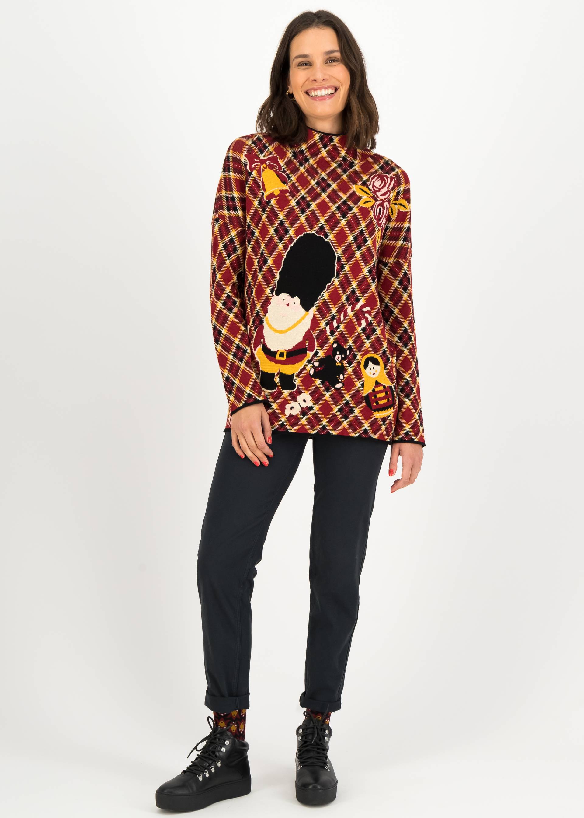 Oversized Jumper merry britmas, britmax checky, Knitted Jumpers, Red