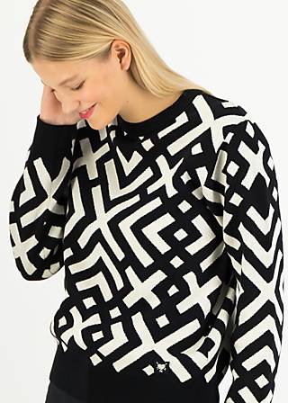 Strickpullover Cosy Storyteller, shape of lines , Strickpullover, Schwarz