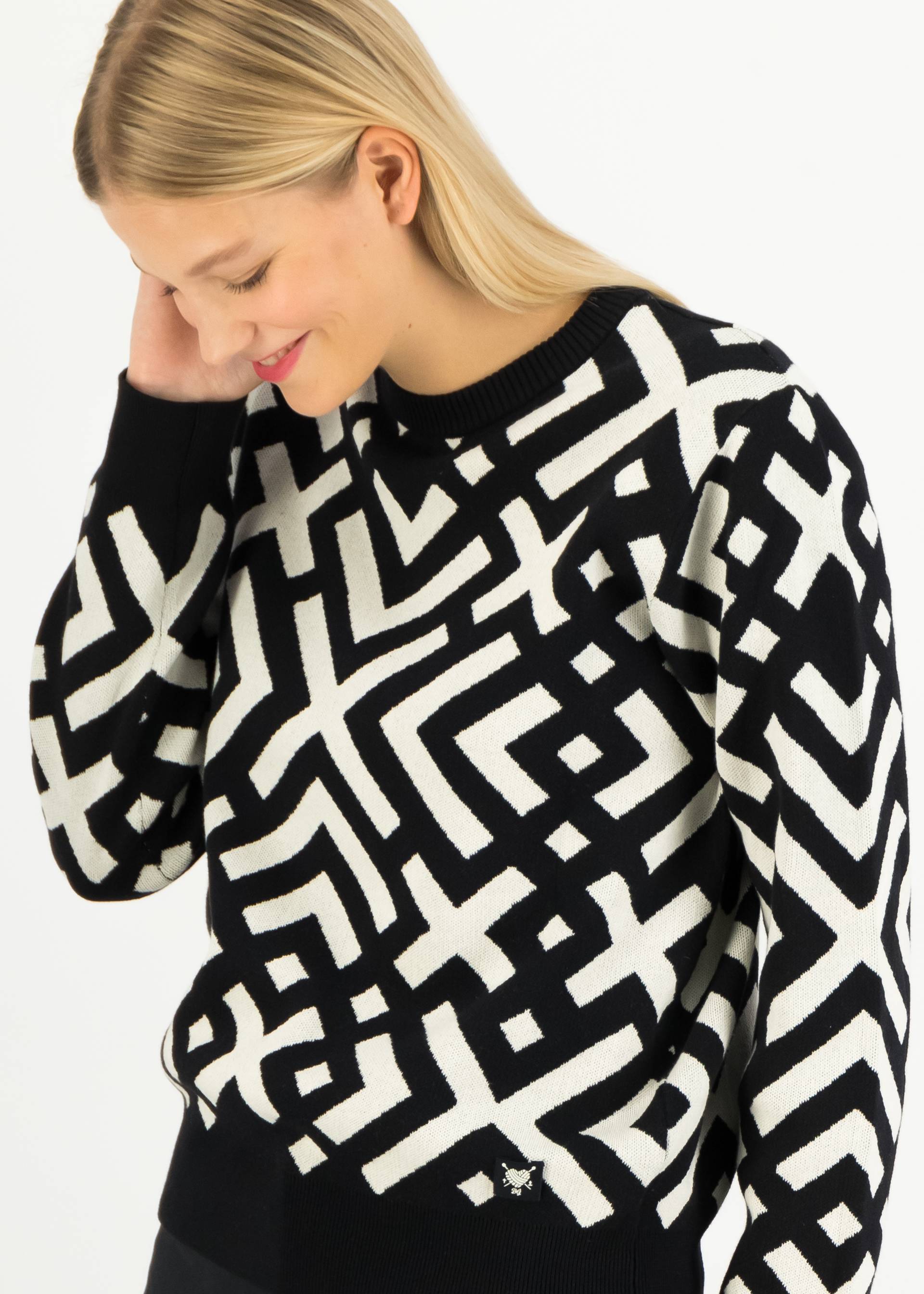 Strickpullover Cosy Storyteller, shape of lines , Strickpullover, Schwarz