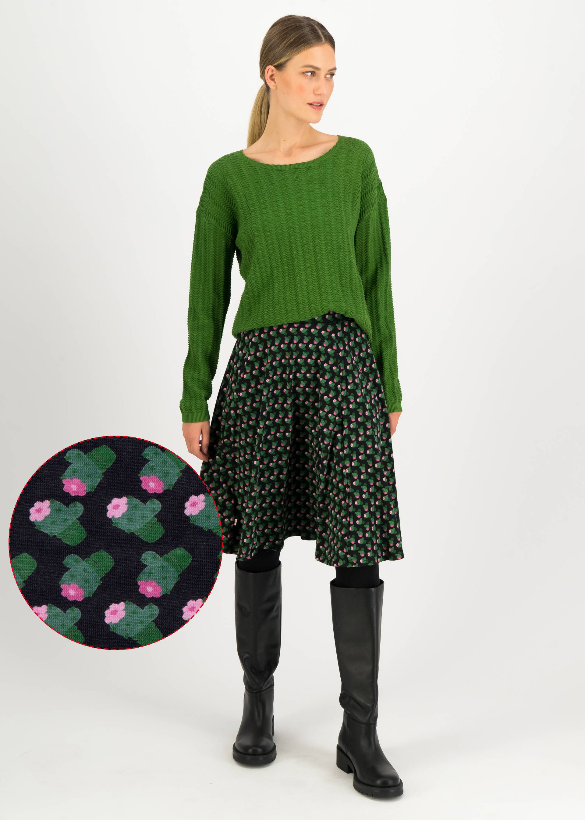 Tellerrock Wooden Heart Circular, tiny little cactus, Röcke, Schwarz