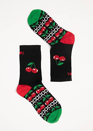 Cotton socks Sensational Steps, cherries and swallows, Socks, Black
