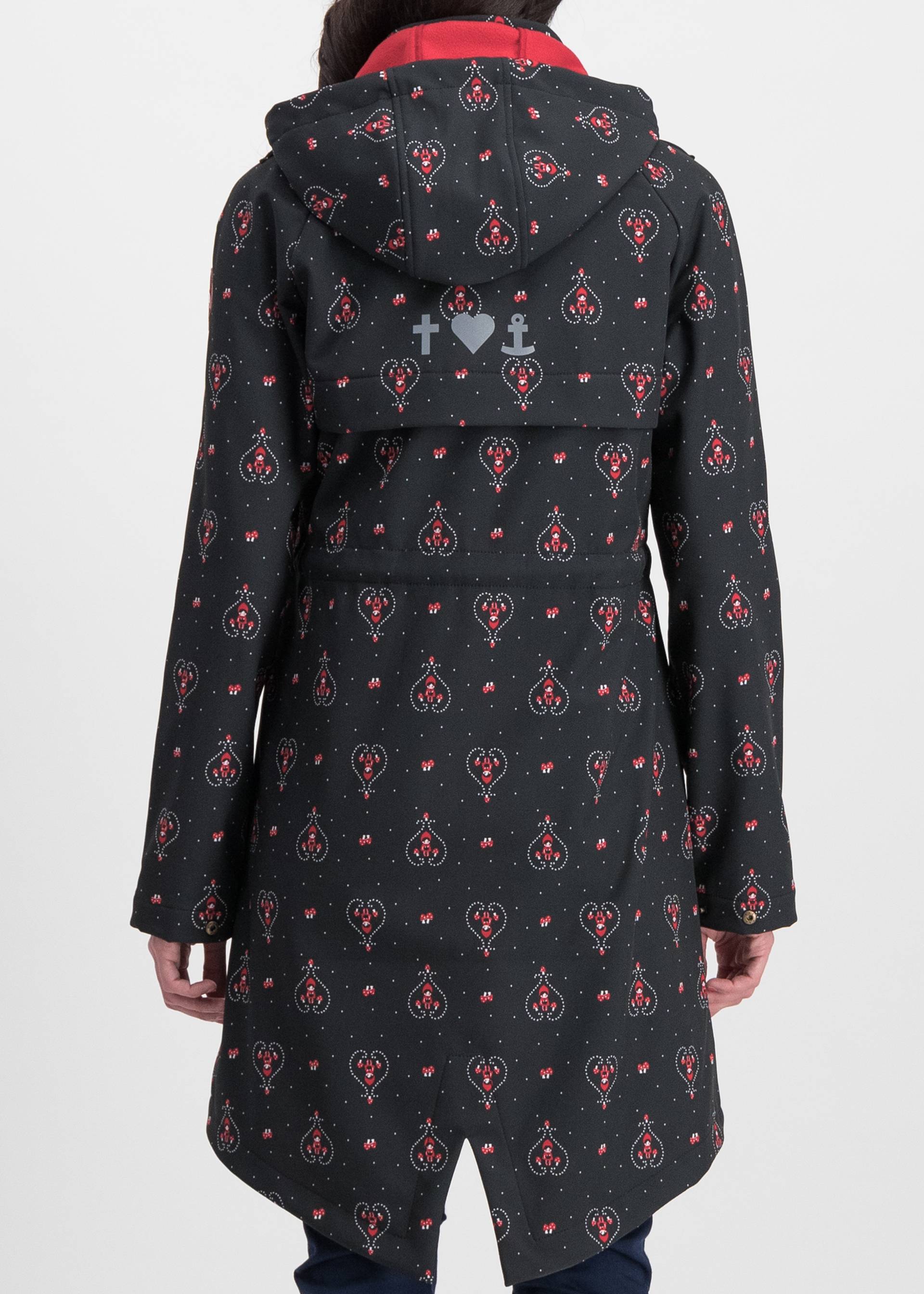 Soft Shell Jacket swallowtail promenade, red hood, Jackets & Coats, Black