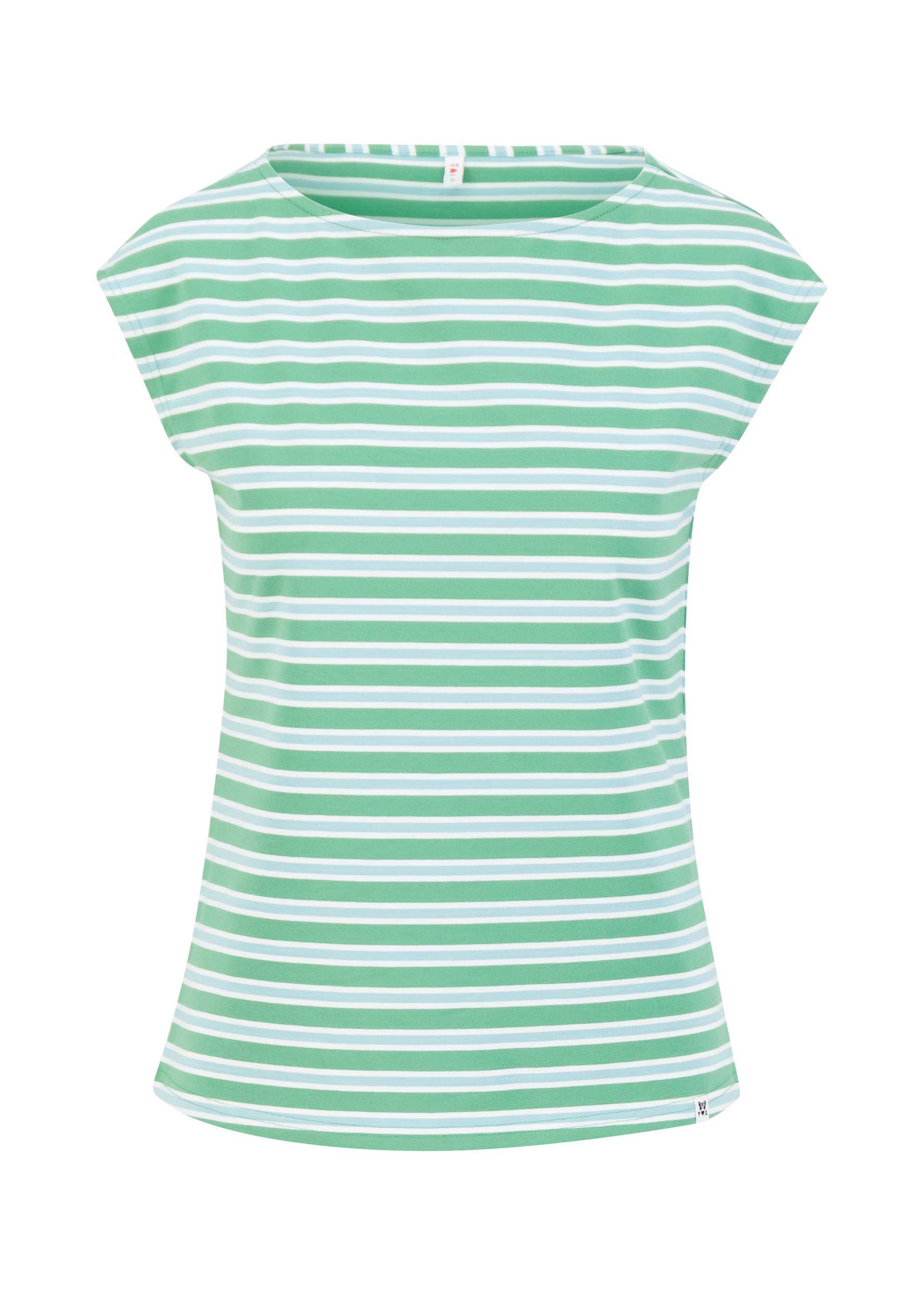 Top Boxy Babe, caravan stripes green, Shirts, Grün