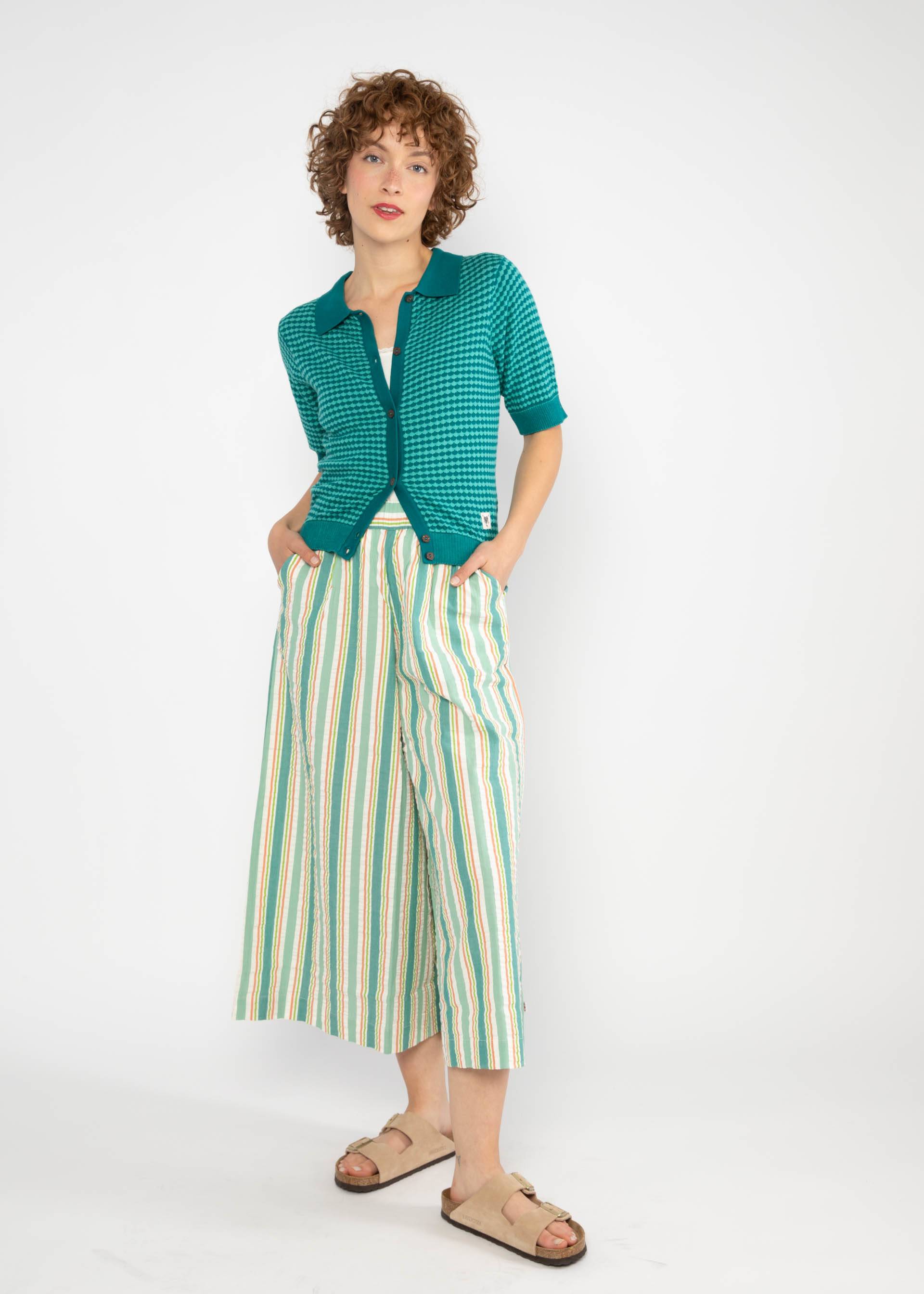 Summer Pants Style Traveller, awing stripes, Trousers, Green