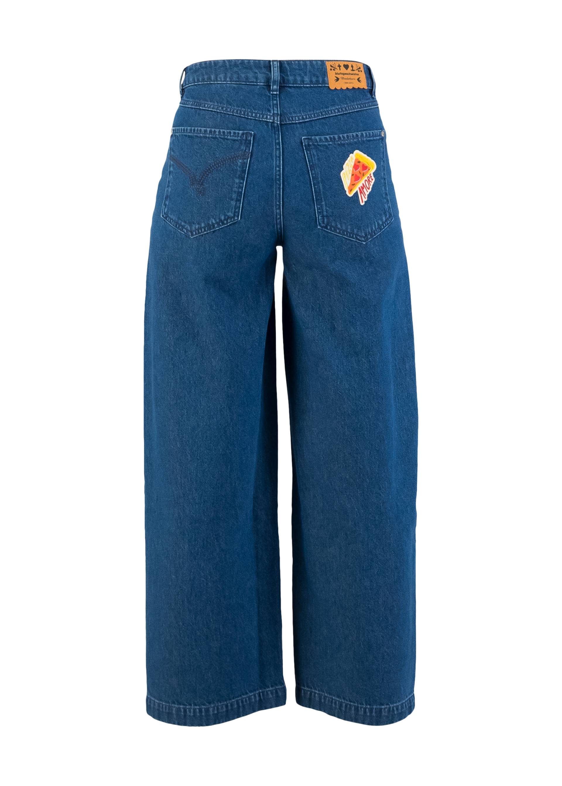 Jeanshose Lene Lou, ocean indigo denim embroidery, Hosen, Blau