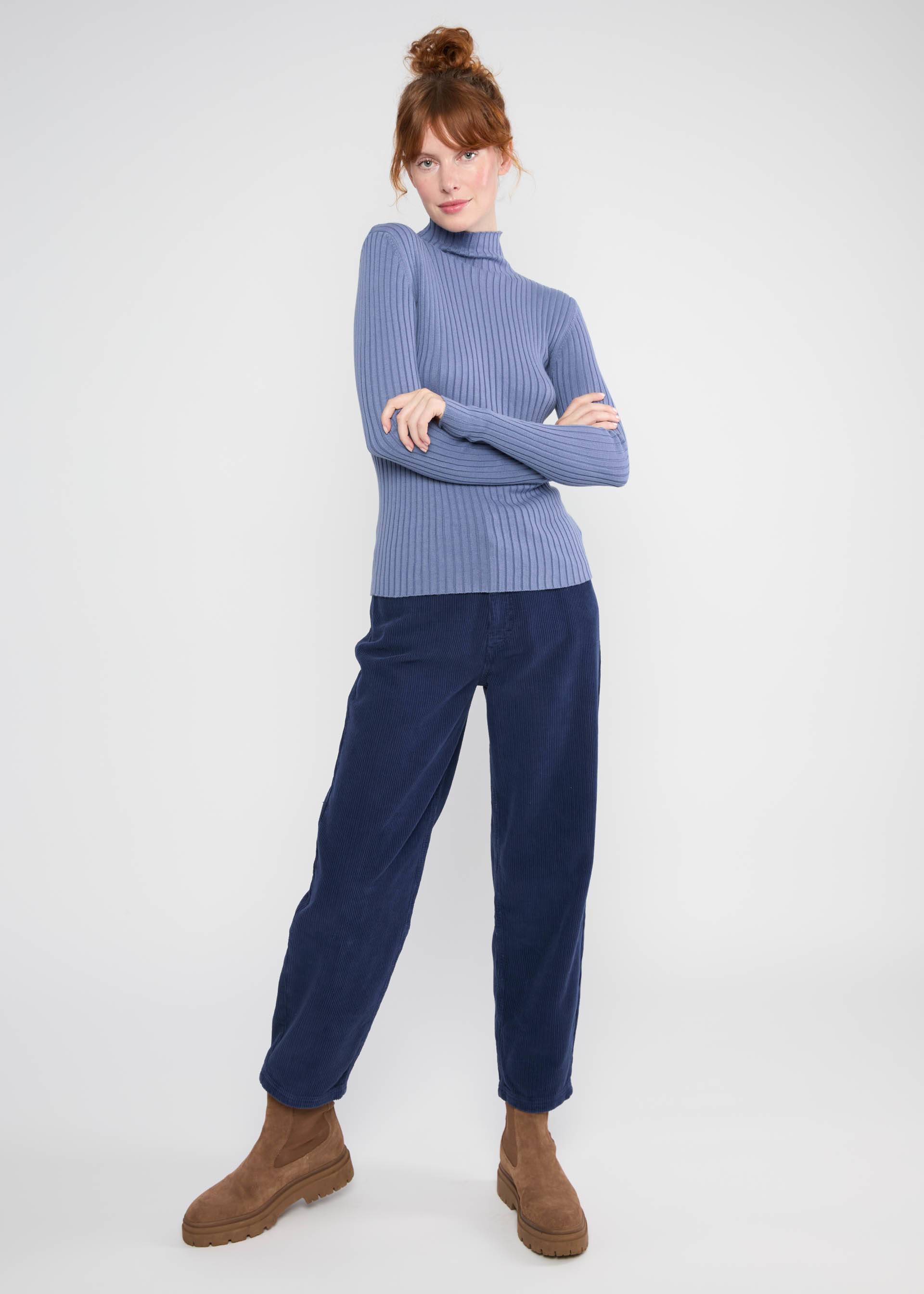 Rollkragenpullover Jazz & Chill, softly blue rib, Strickpullover, Blau