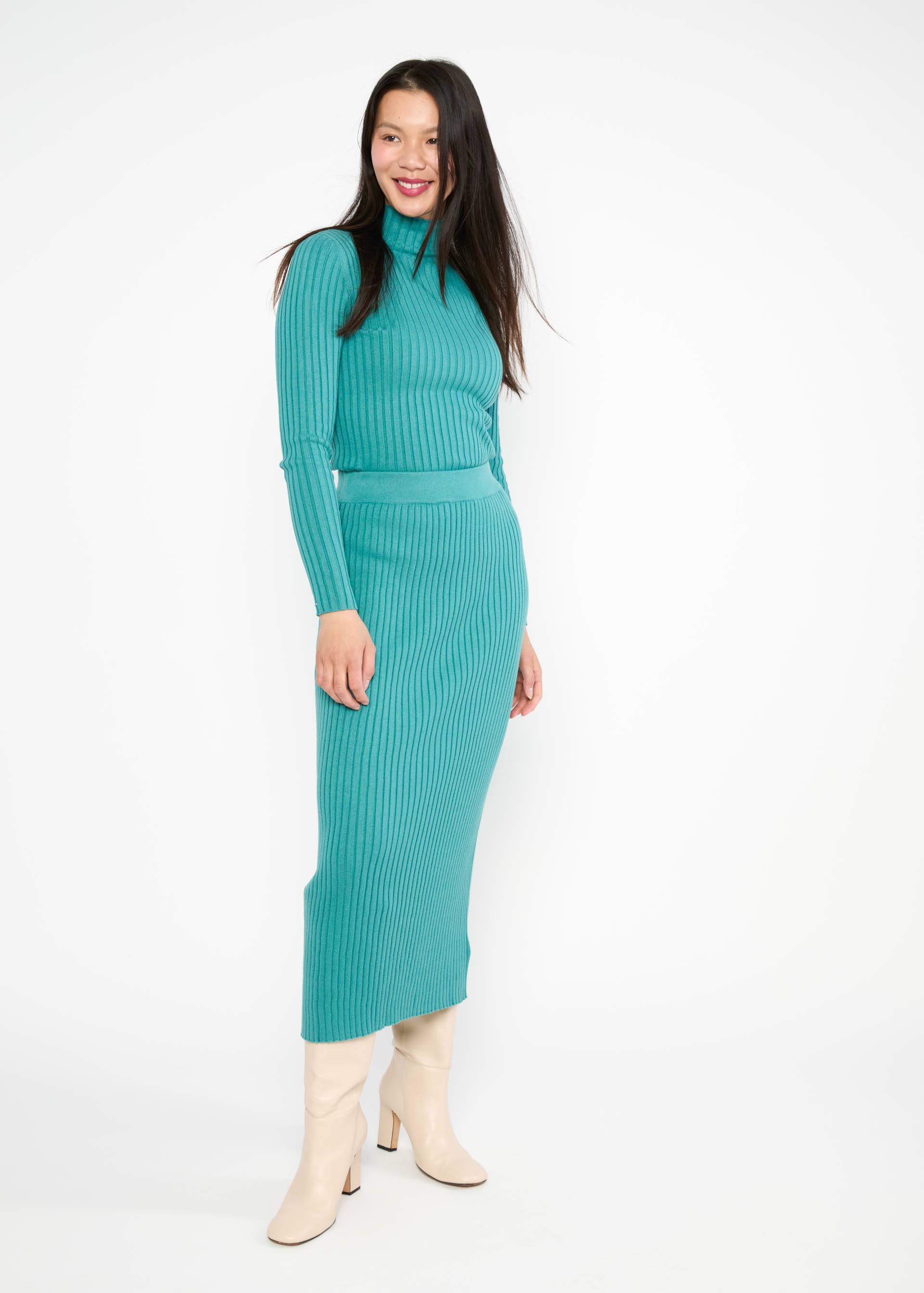 Rollkragenpullover Jazz & Chill, winter sky blue rib, Strickpullover, Blau