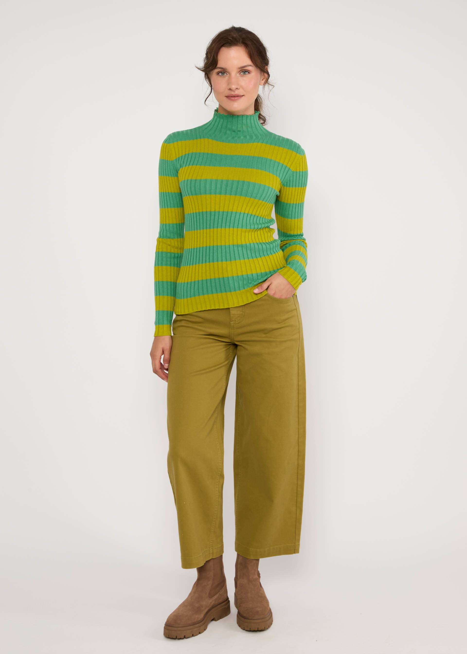 Rollkragenpullover Jazz & Chill Out, stripe of desire green, Strickpullover, Grün