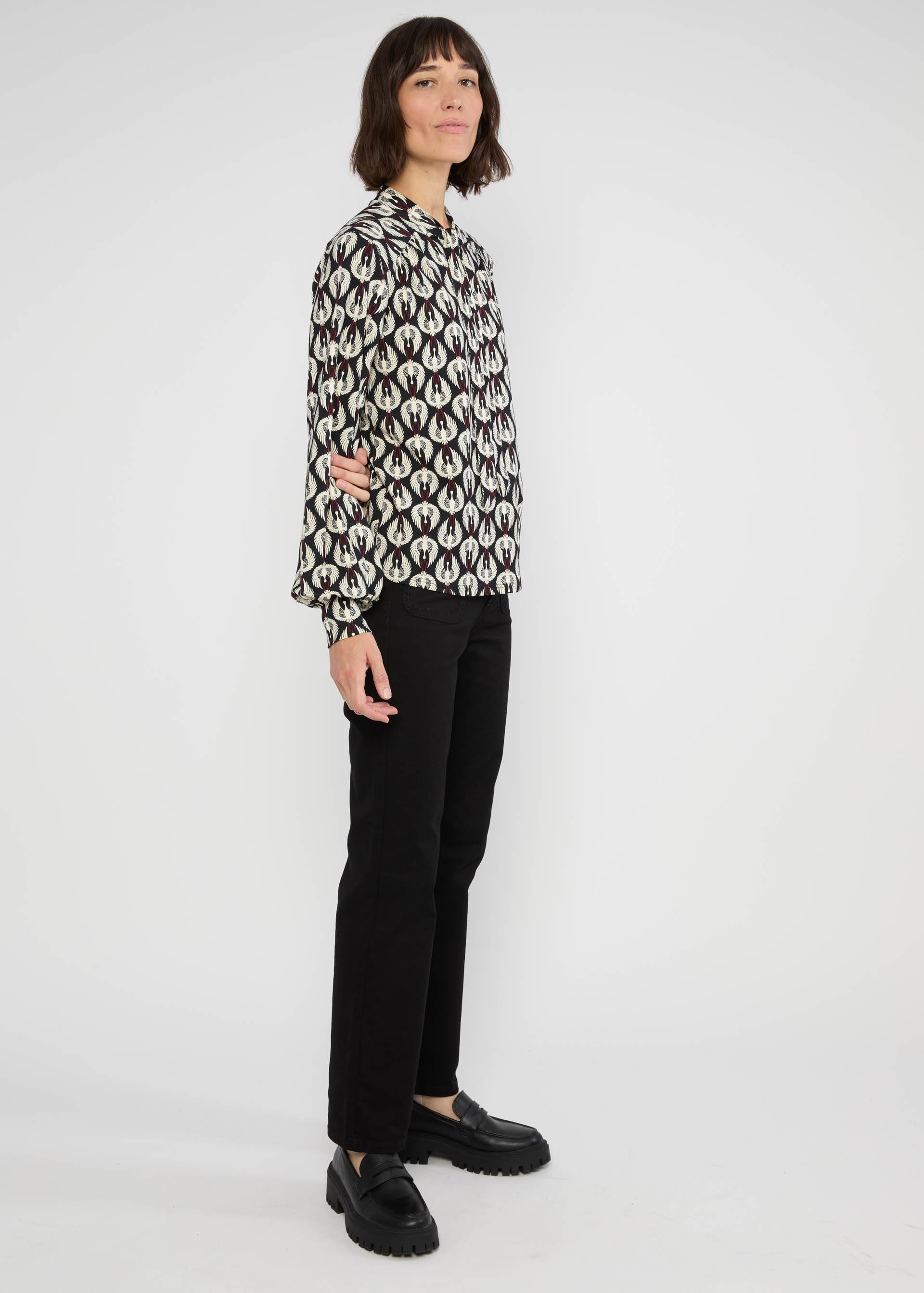 Tie Neck Blouse L'Odelette pour Helma, crane covey, Blouses & Tunics, Black