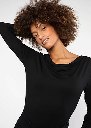 Longsleeve Wishful Waterfall, soot black, Tops, Black