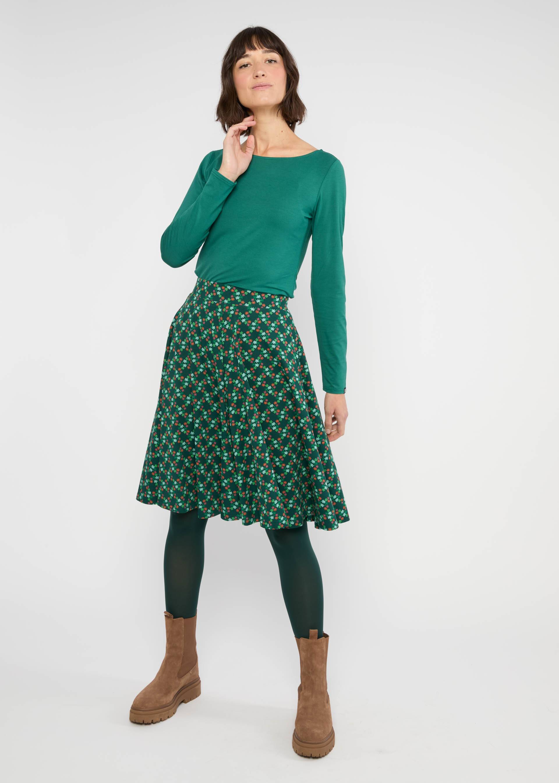 Circle Skirt Wooden Heart Circular, shimmering night flower, Skirts, Green