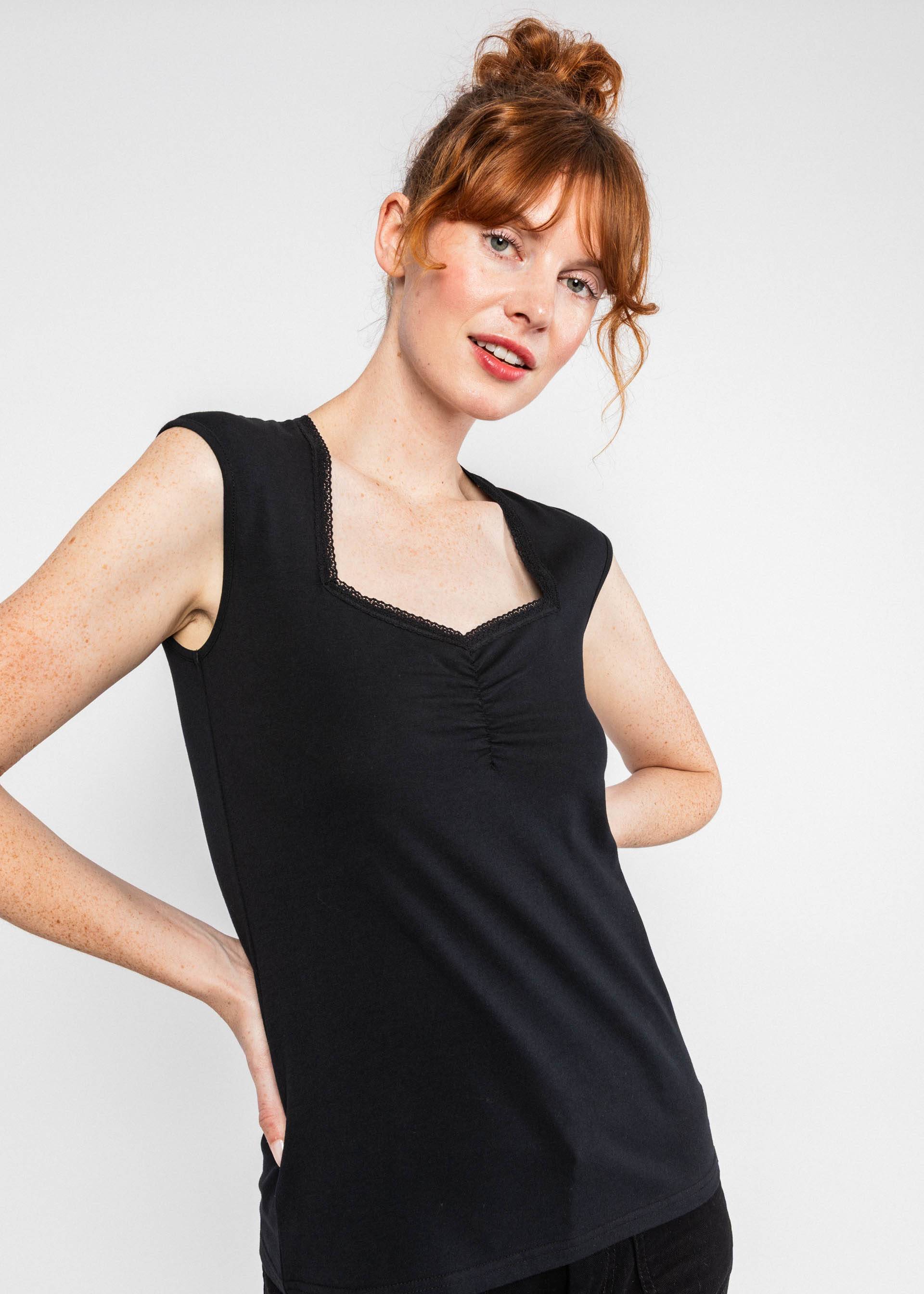 Sleeveless Top Let Romance Rule, black and strong, Tops, Black