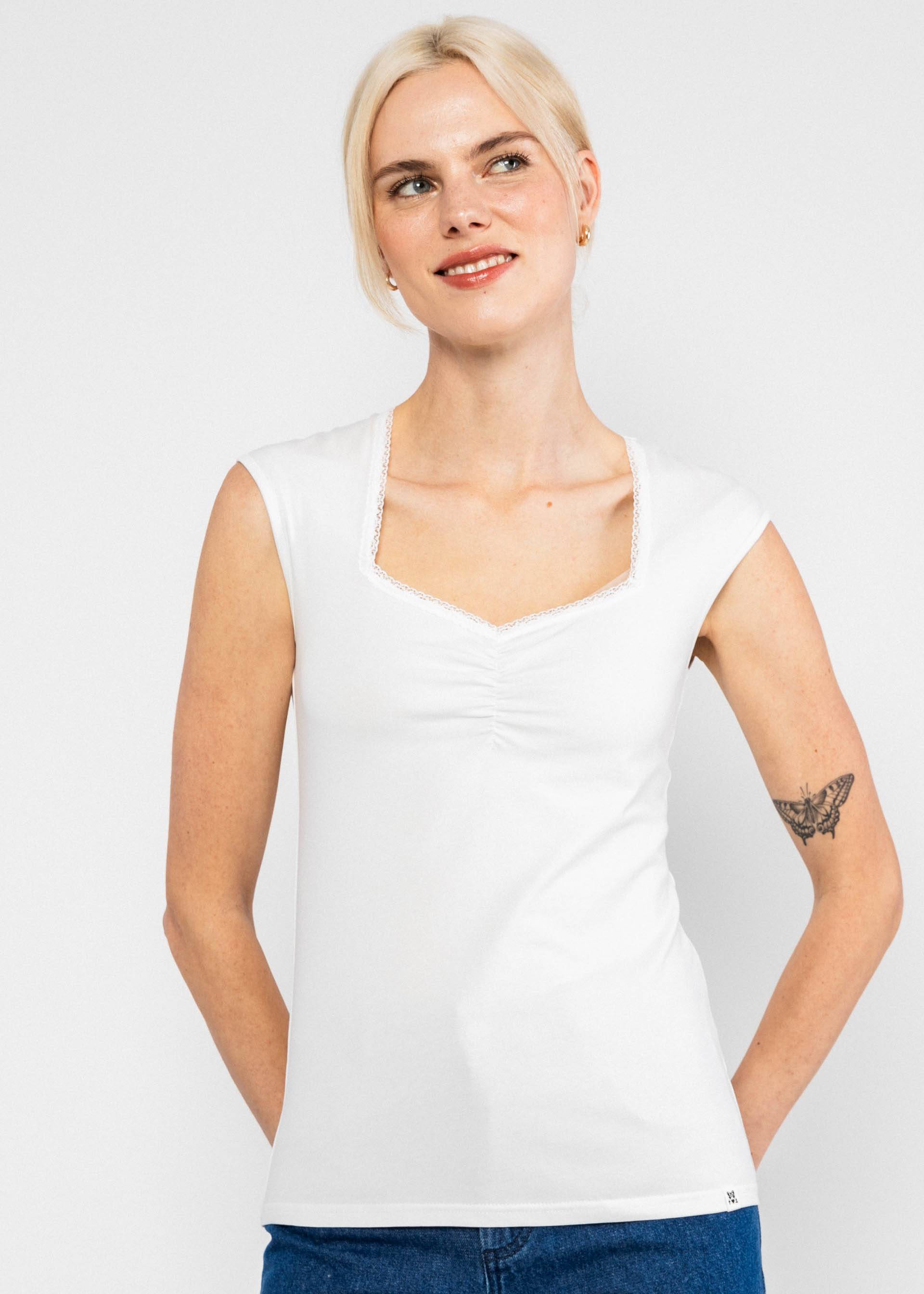 Sleeveless Top Let Romance Rule, blanc white, Tops, White