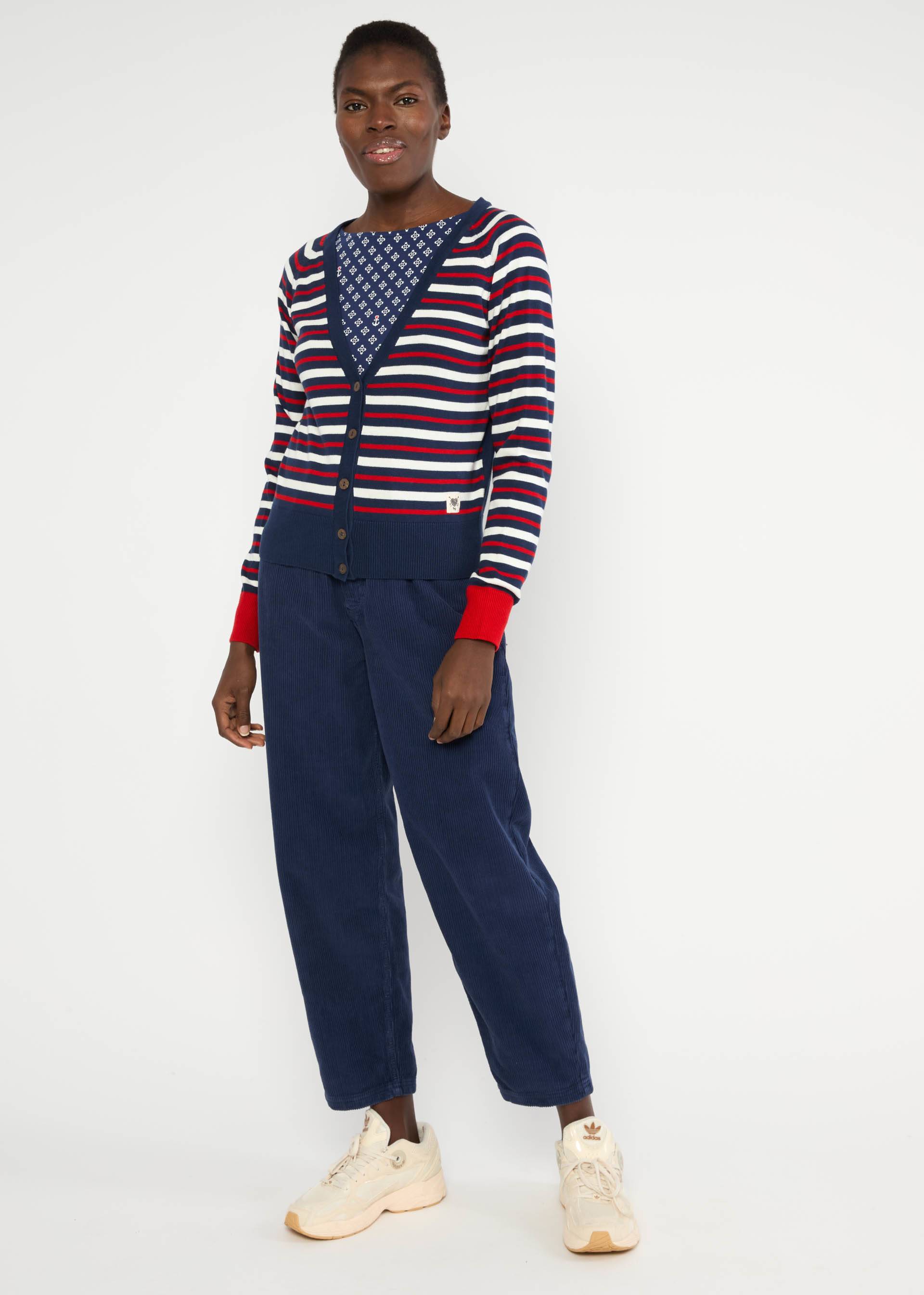 Cardigan Bright Side of Life, classic north sea waves stripe, Cardigans, Blau
