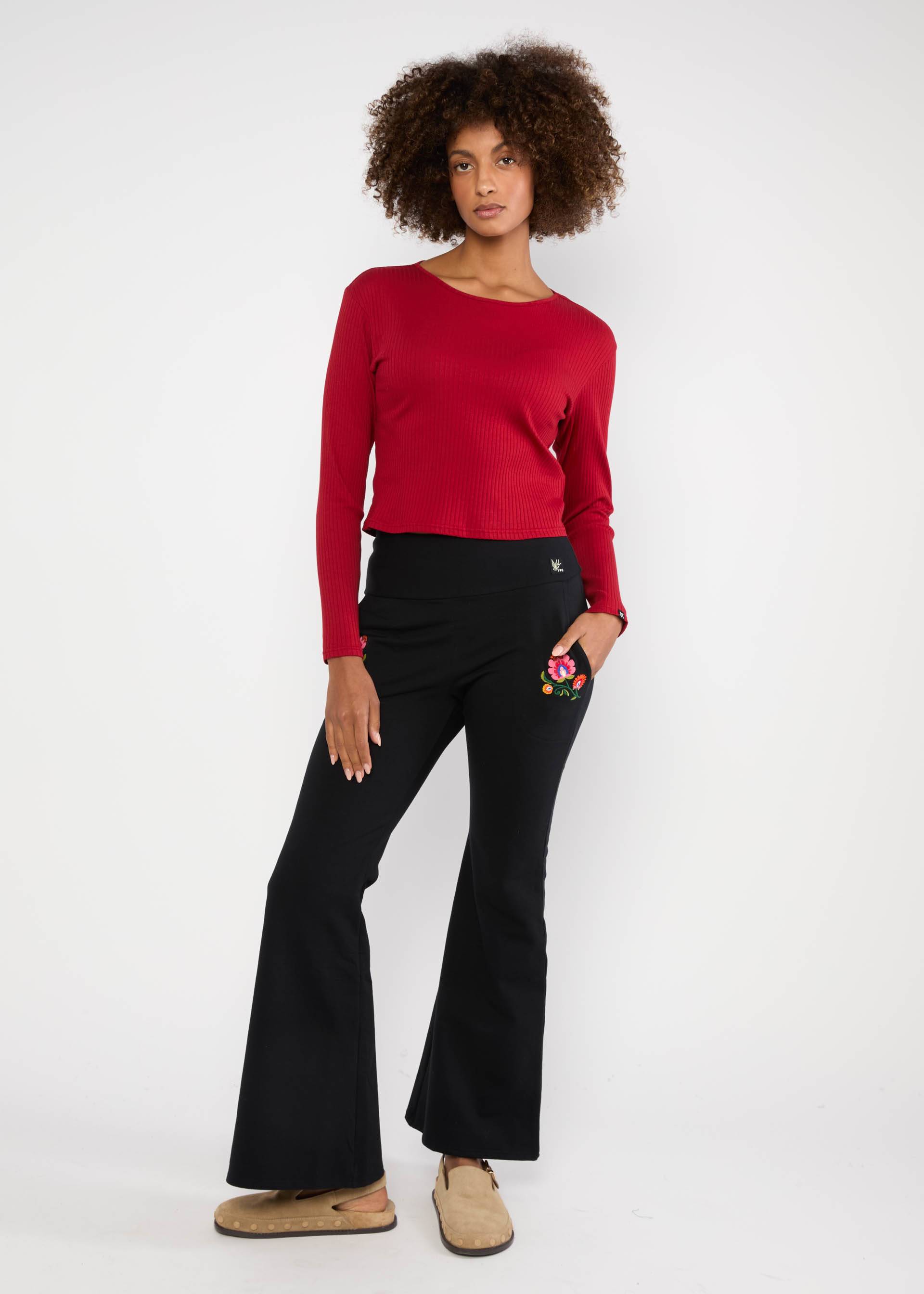 Sweatpants Easy Flared Cozy, back to black, Trousers, Black